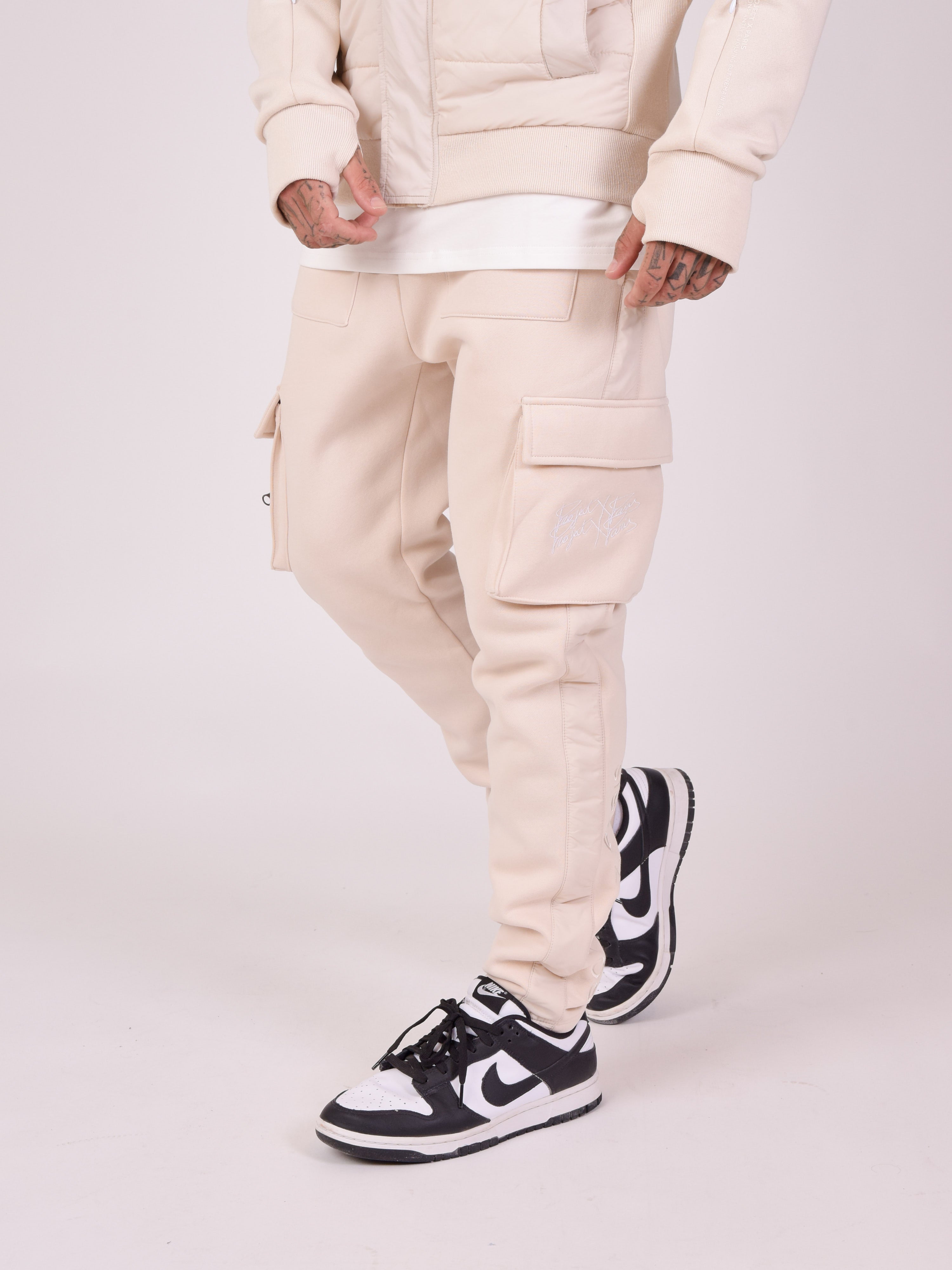 Loose fleece cargo pants-4