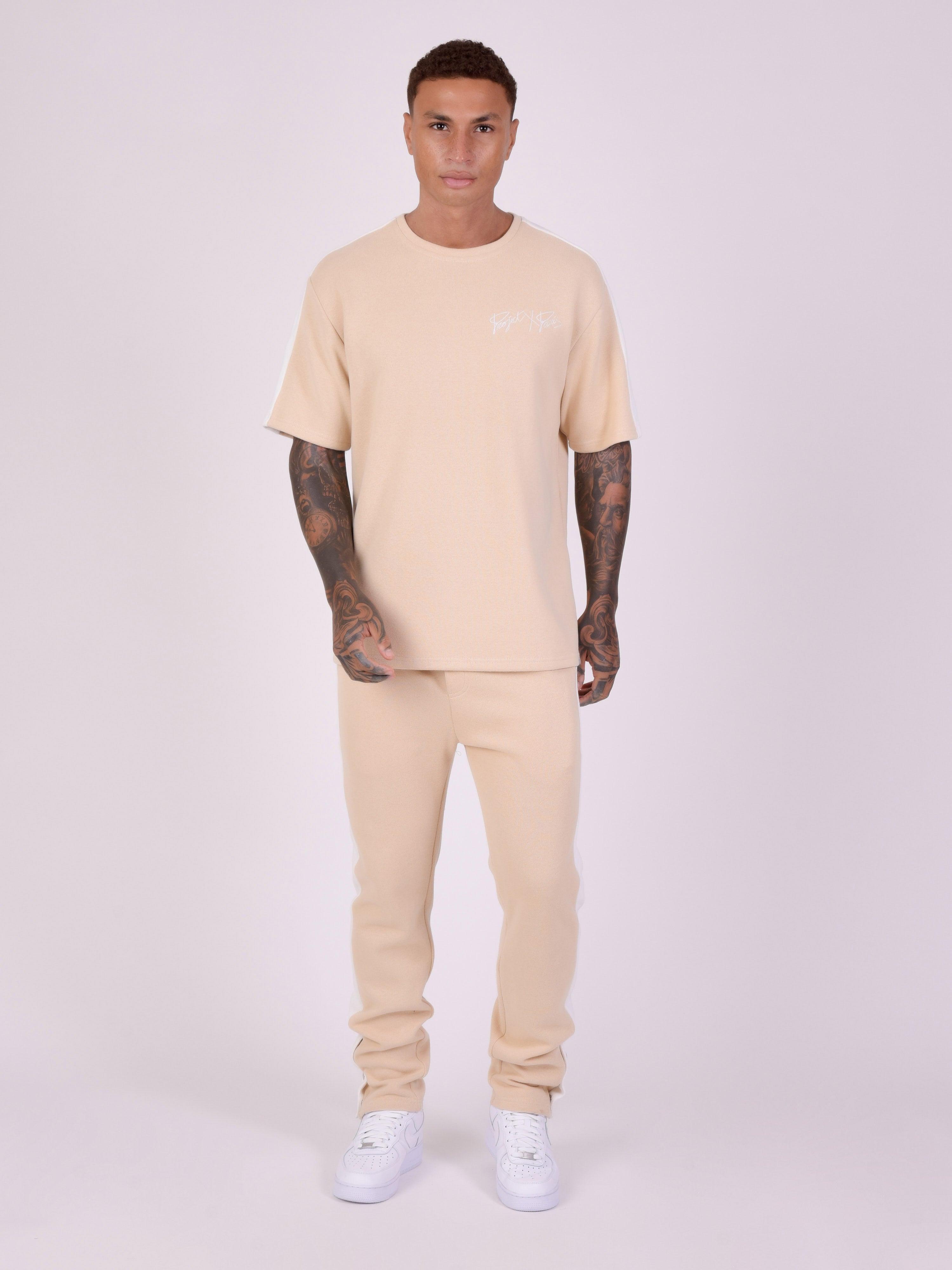 Two-tone mesh style T-shirt-1