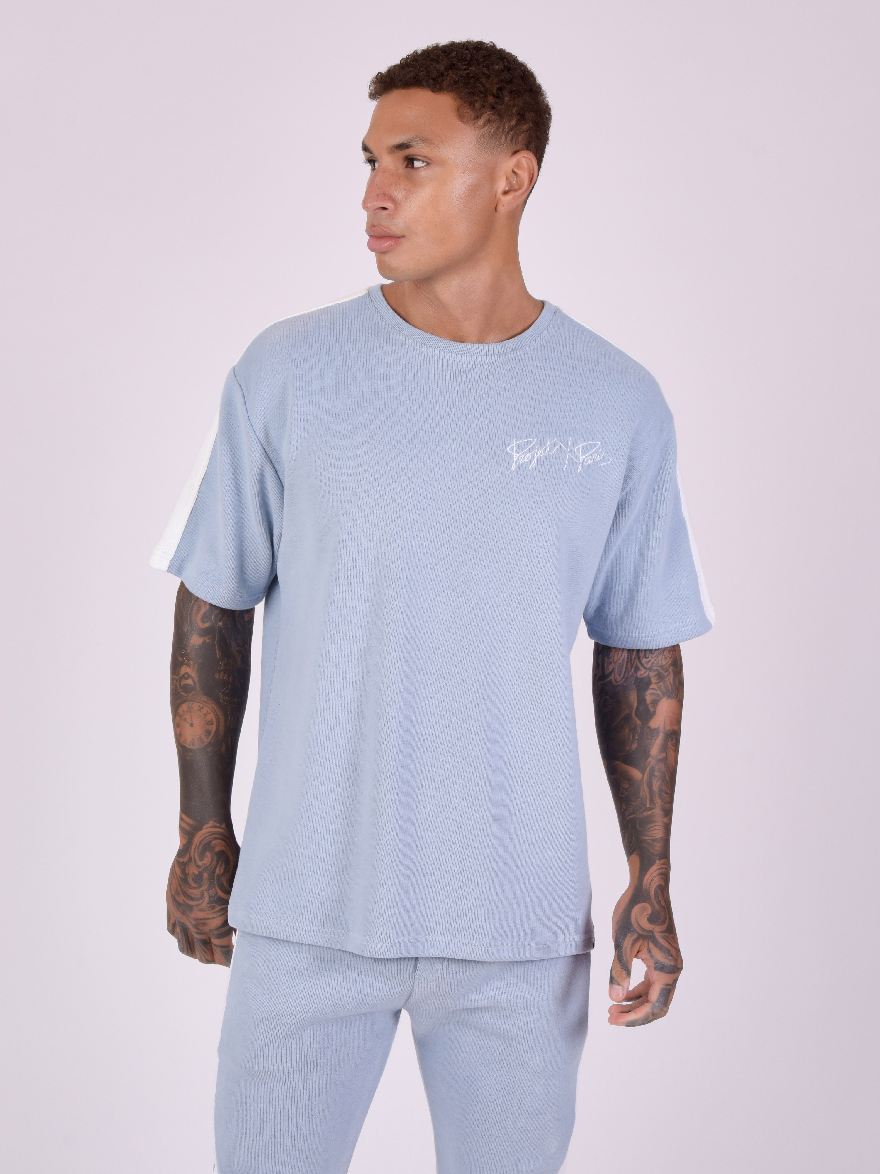 Two-tone mesh style T-shirt-3