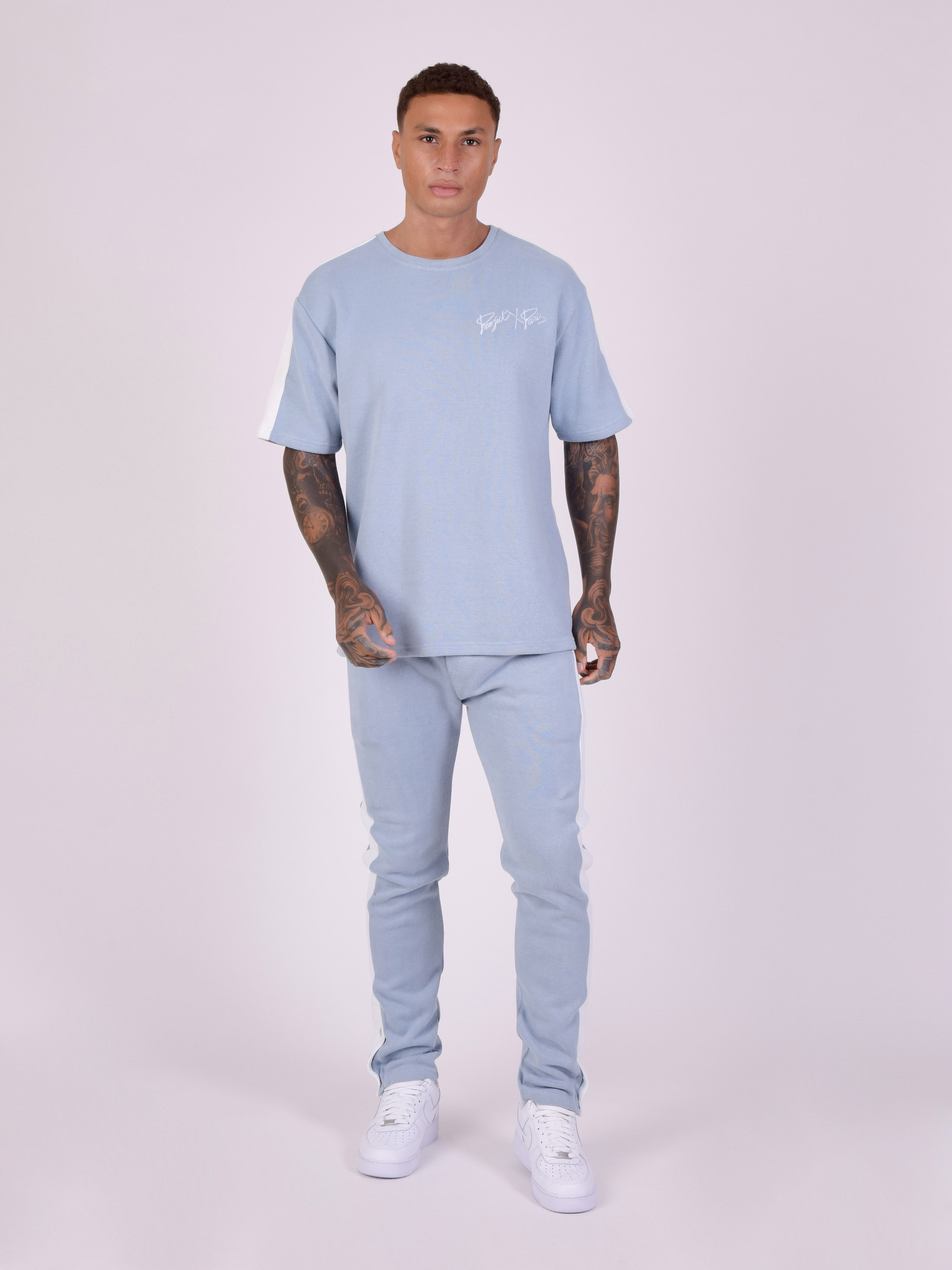 Two-tone mesh style T-shirt-1