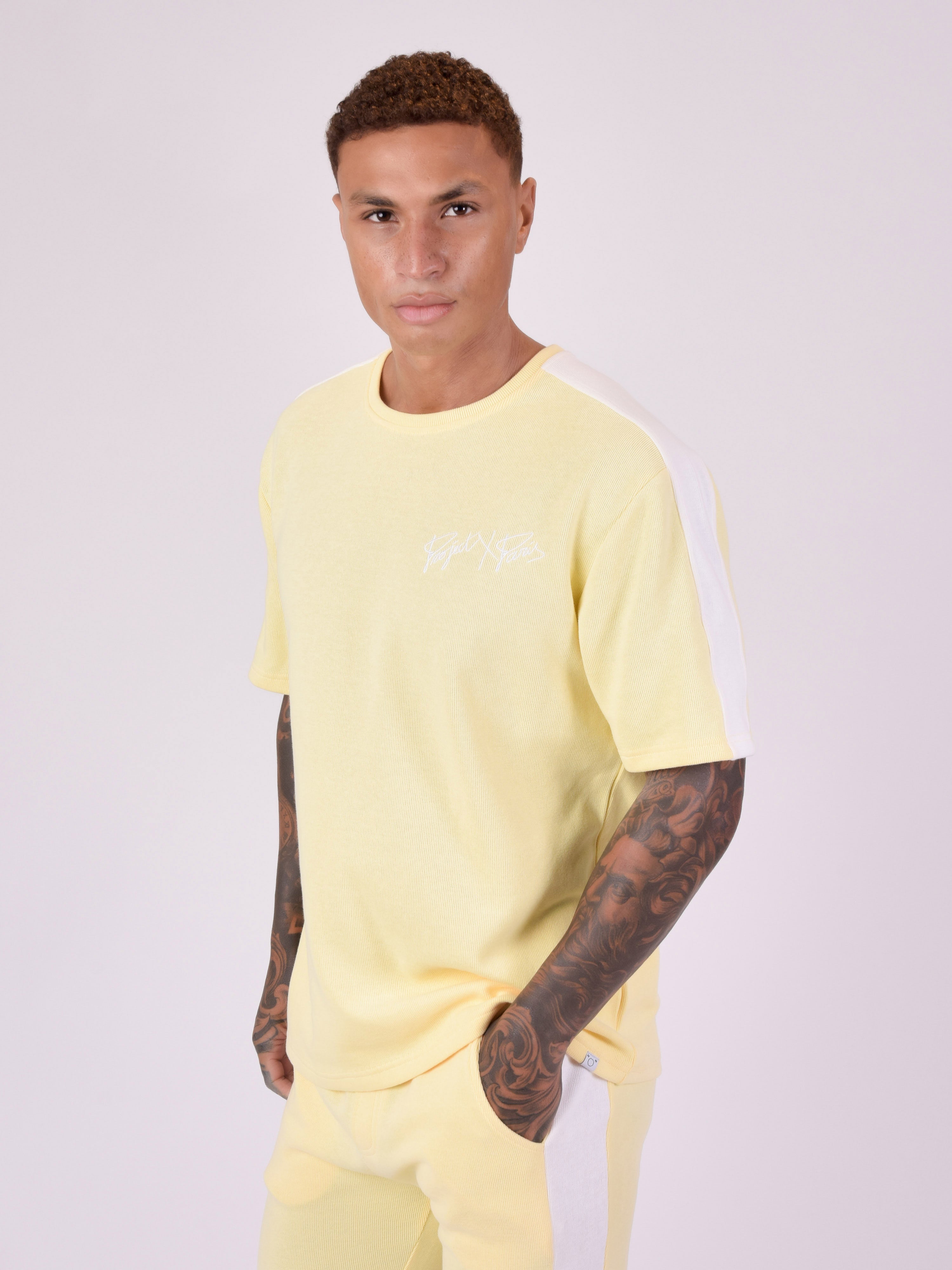 Two-tone mesh style T-shirt-3