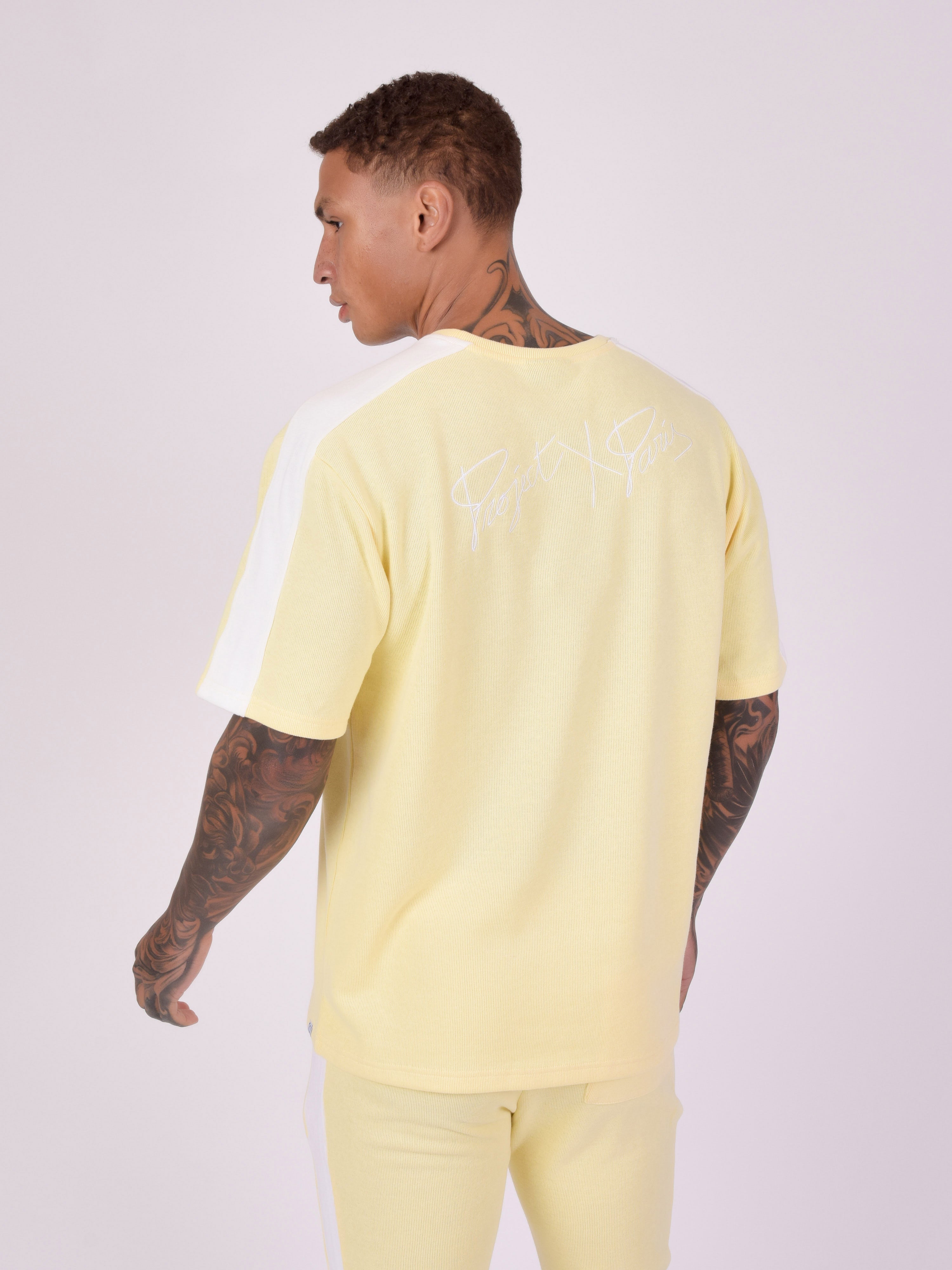 Two-tone mesh style T-shirt-5