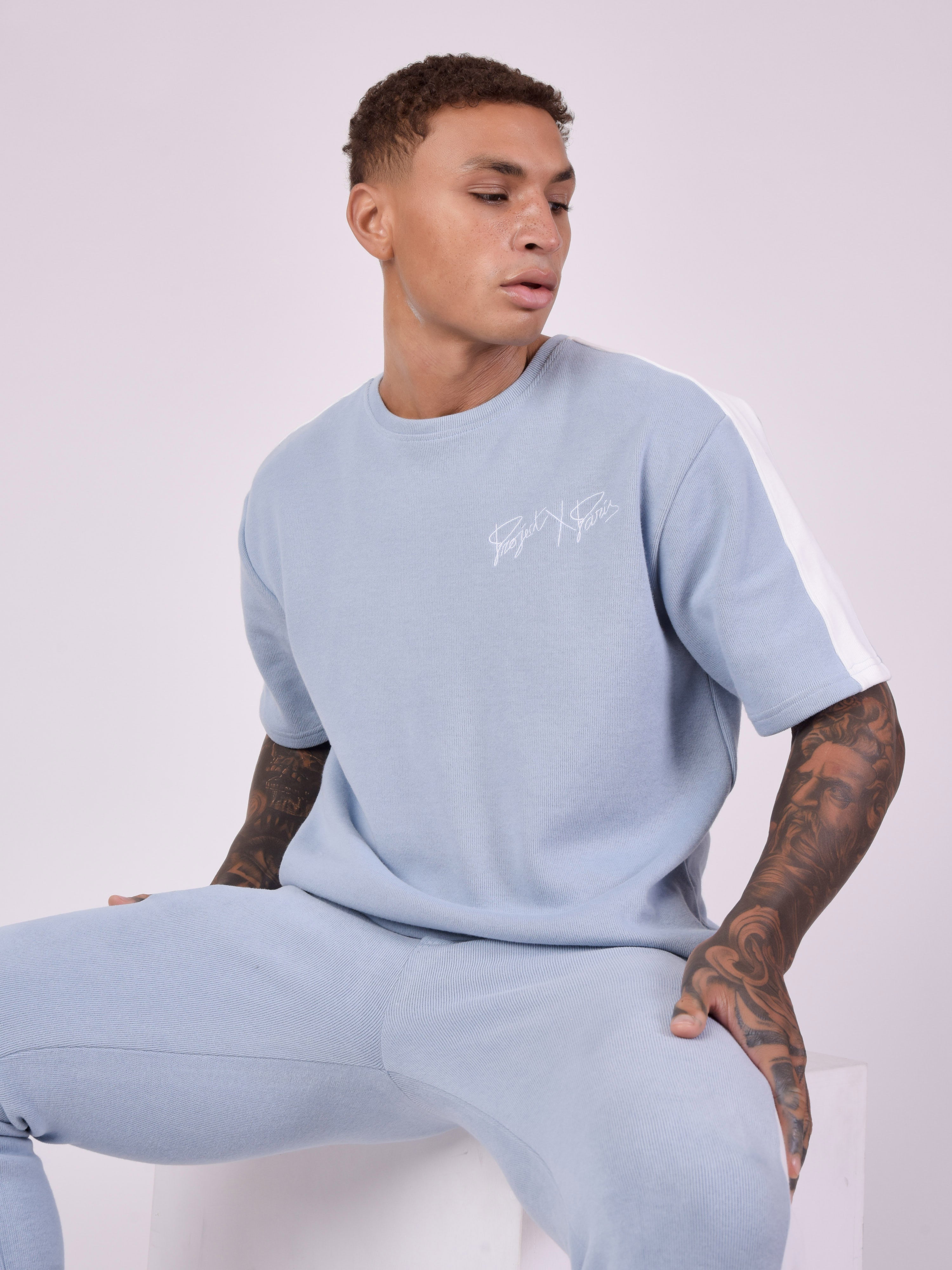 Two-tone mesh style T-shirt-2