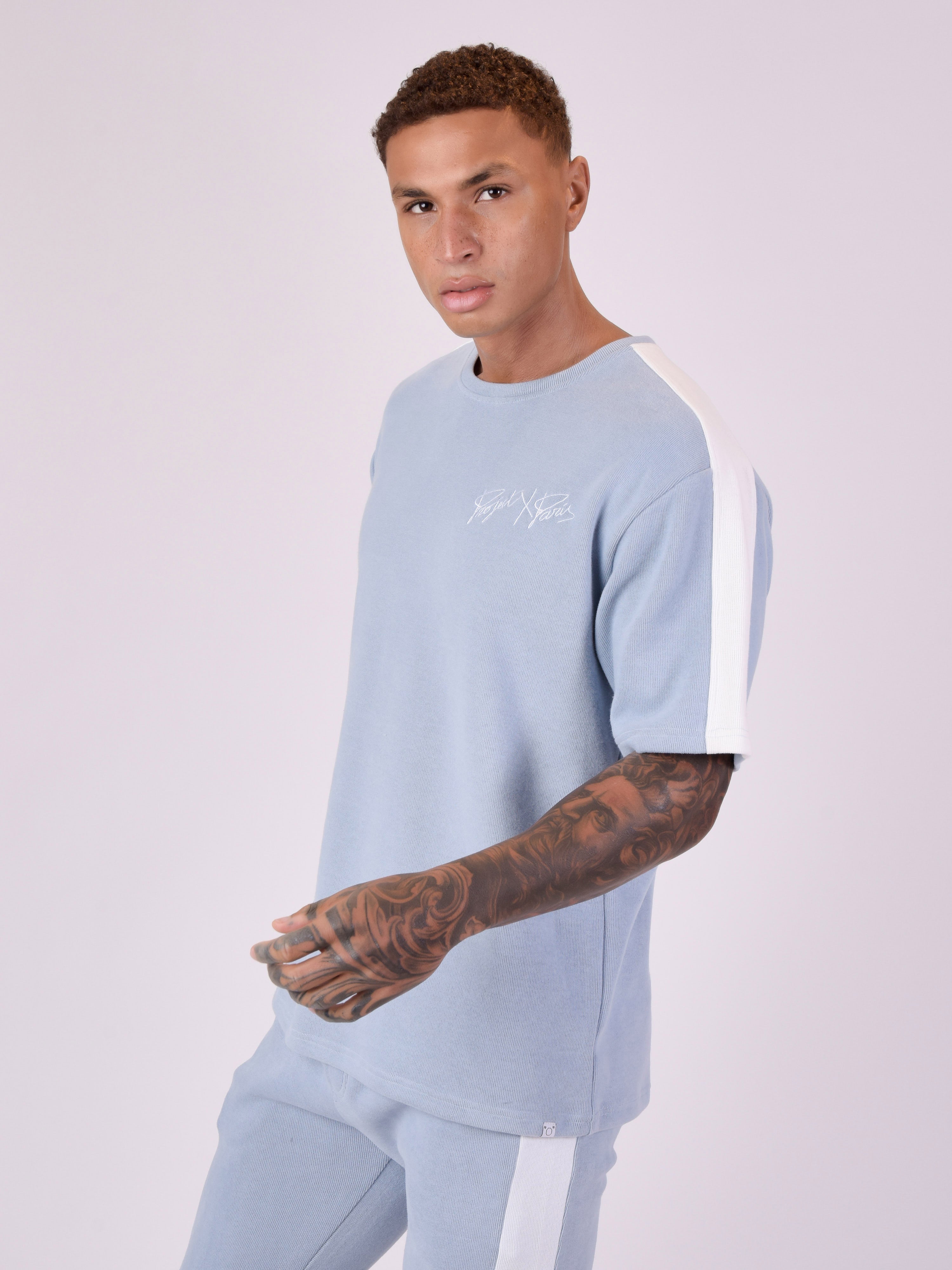 Two-tone mesh style T-shirt-4