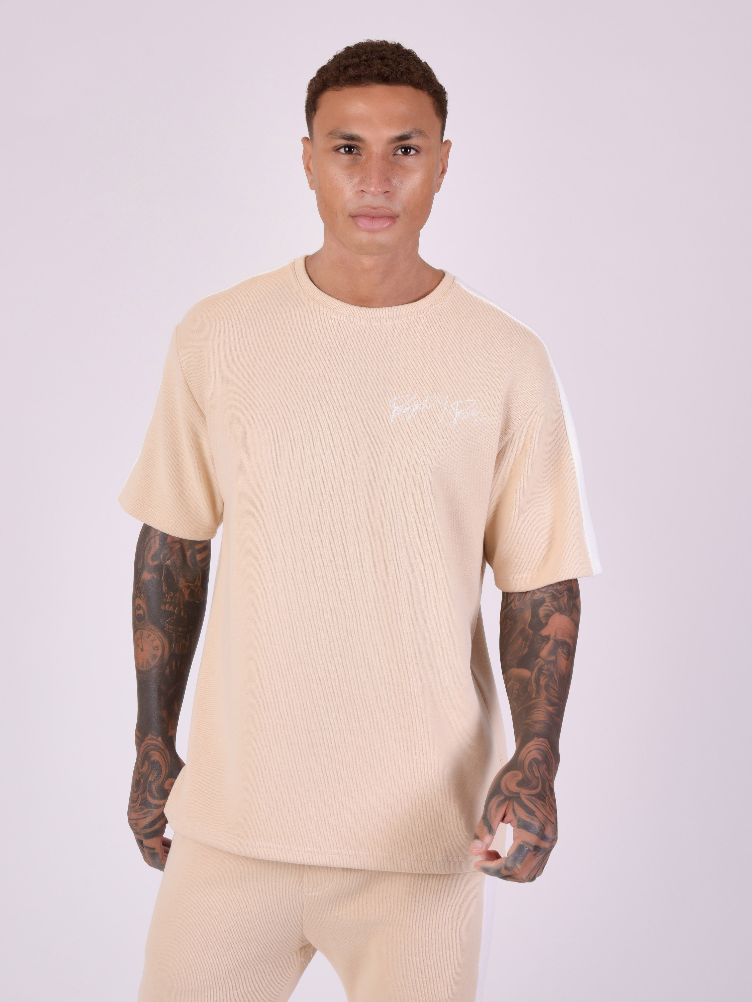 Two-tone mesh style T-shirt-4