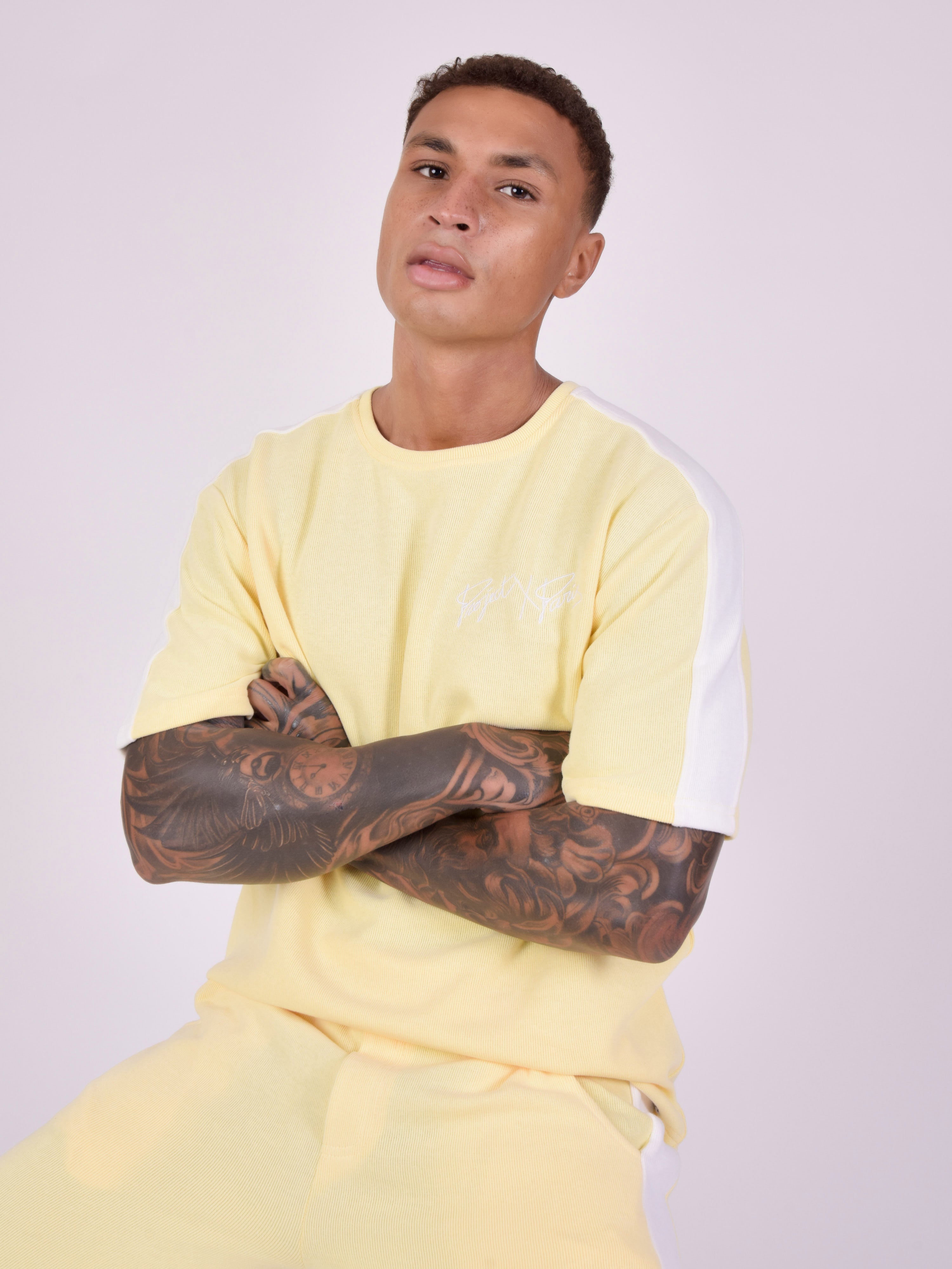 Two-tone mesh style T-shirt-2