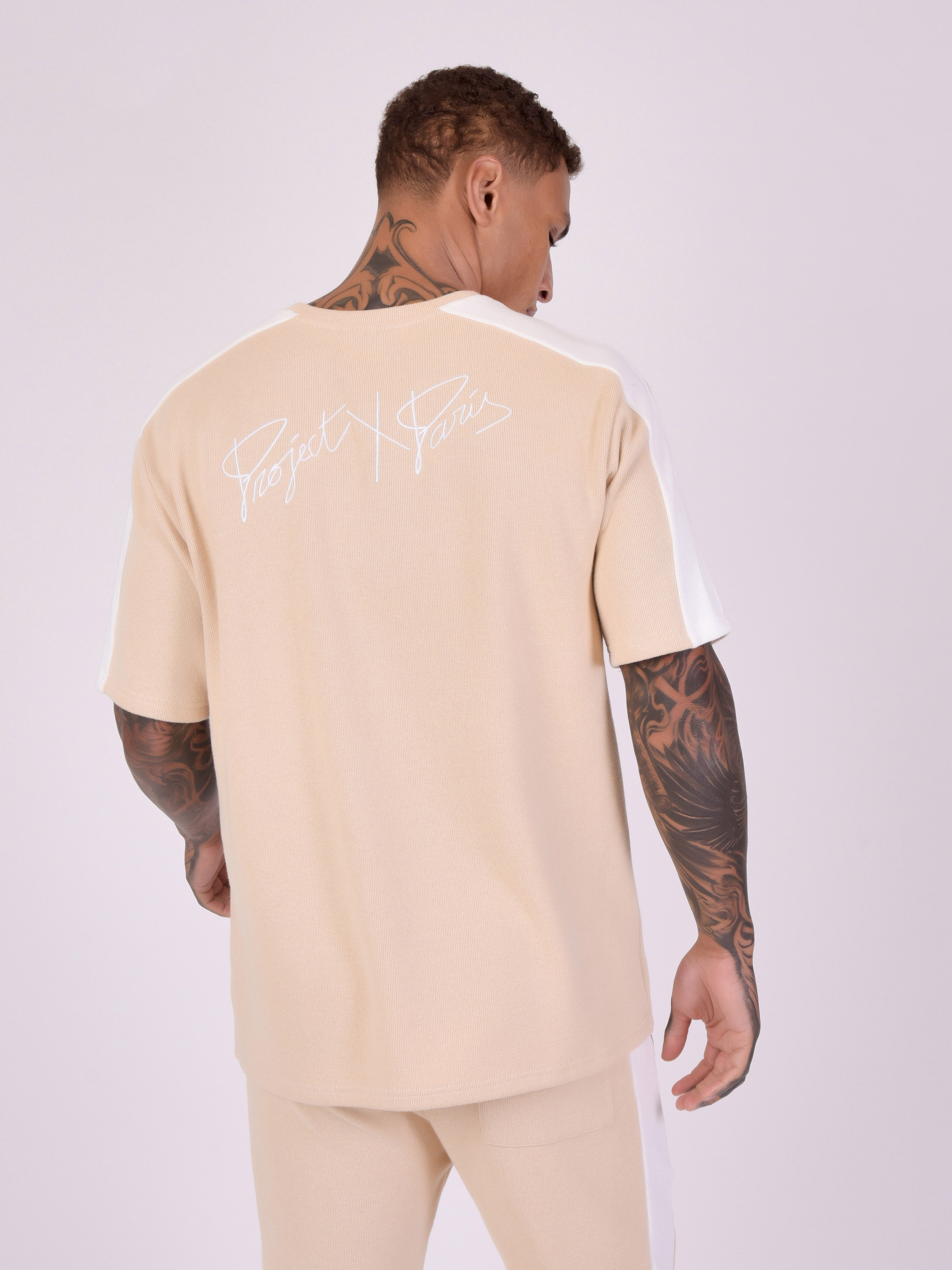 Two-tone mesh style T-shirt-5