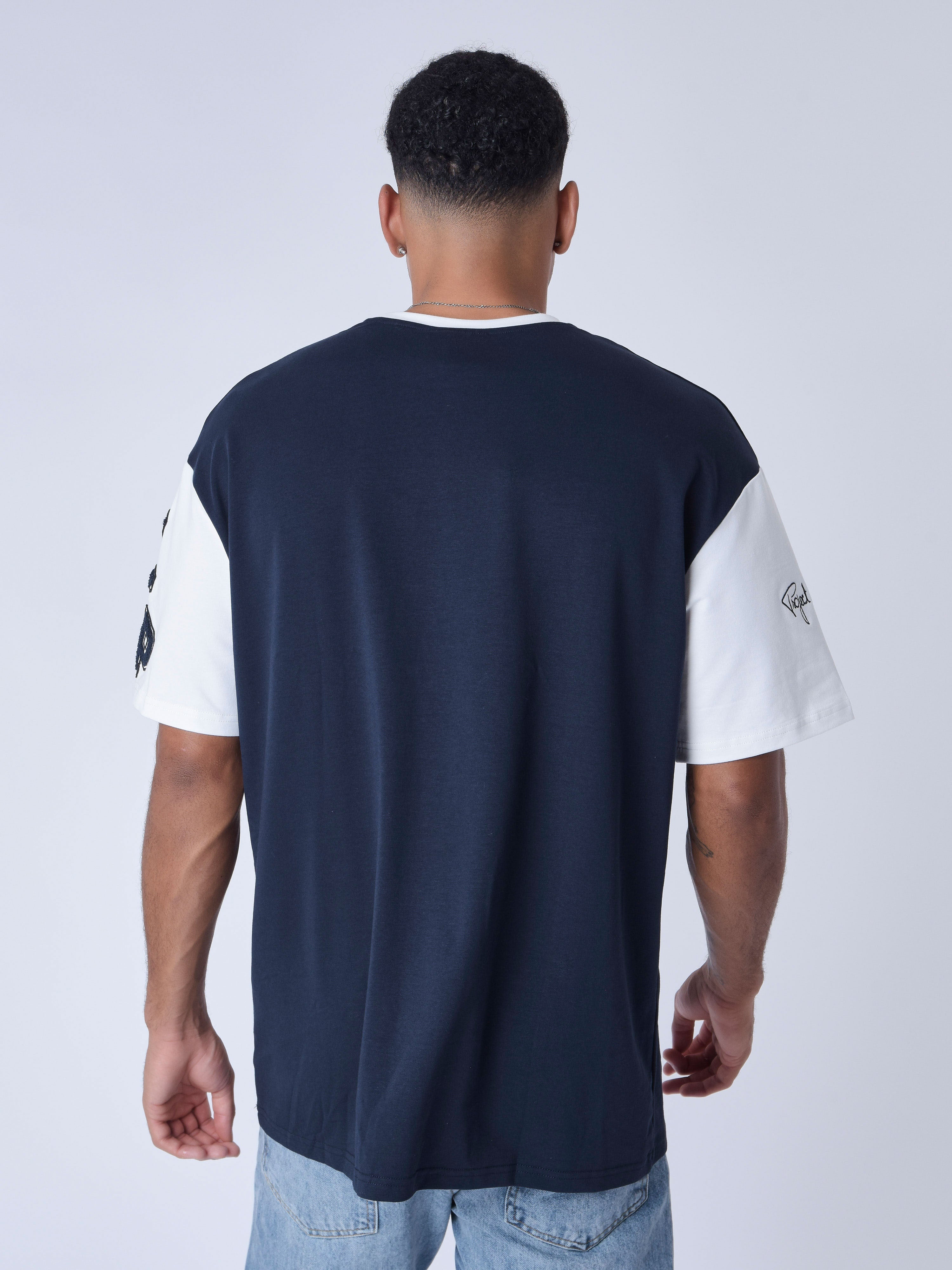 T-shirt bicolore style universitaire-5