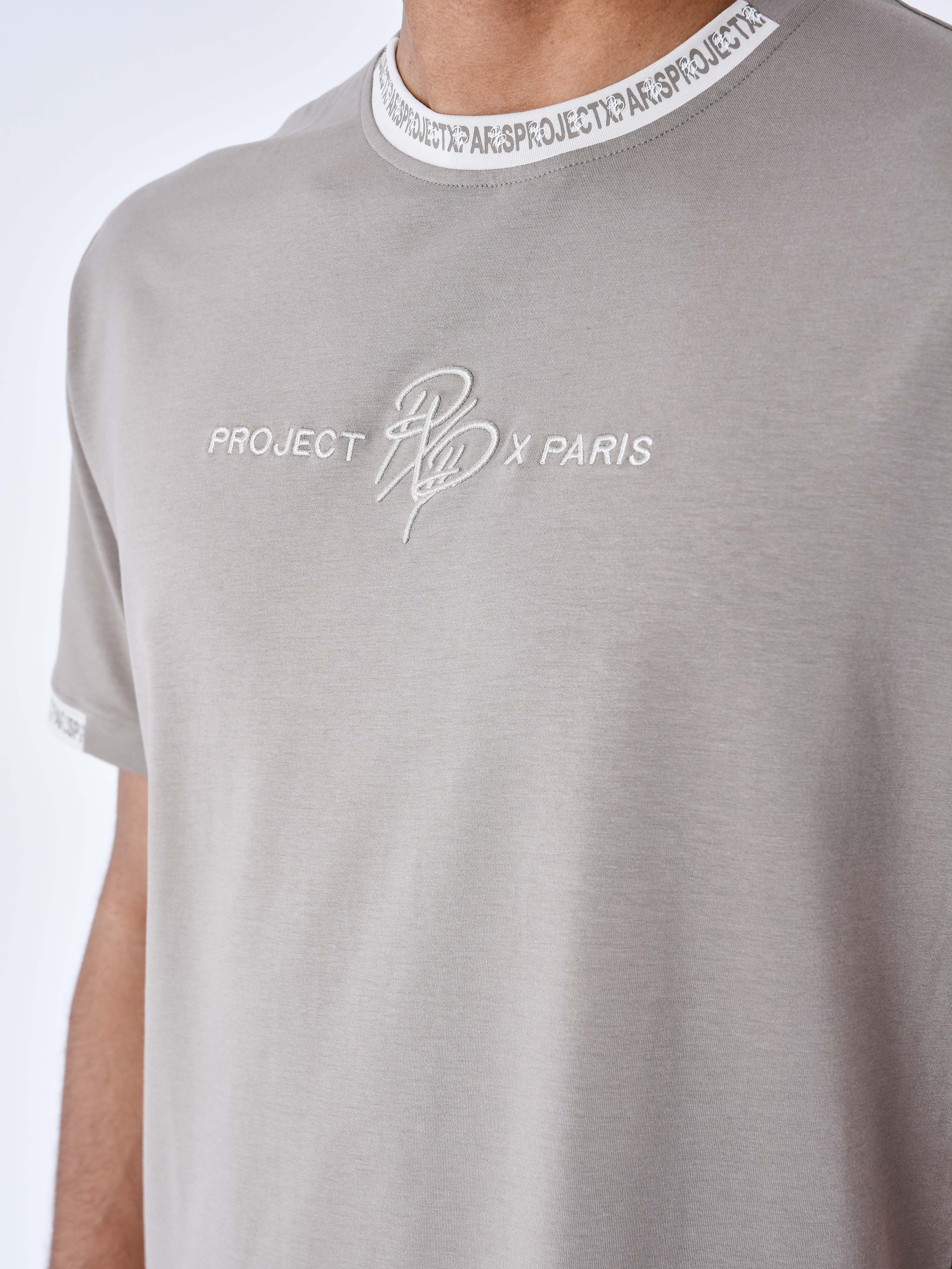 Effen T-shirt met logoband-6