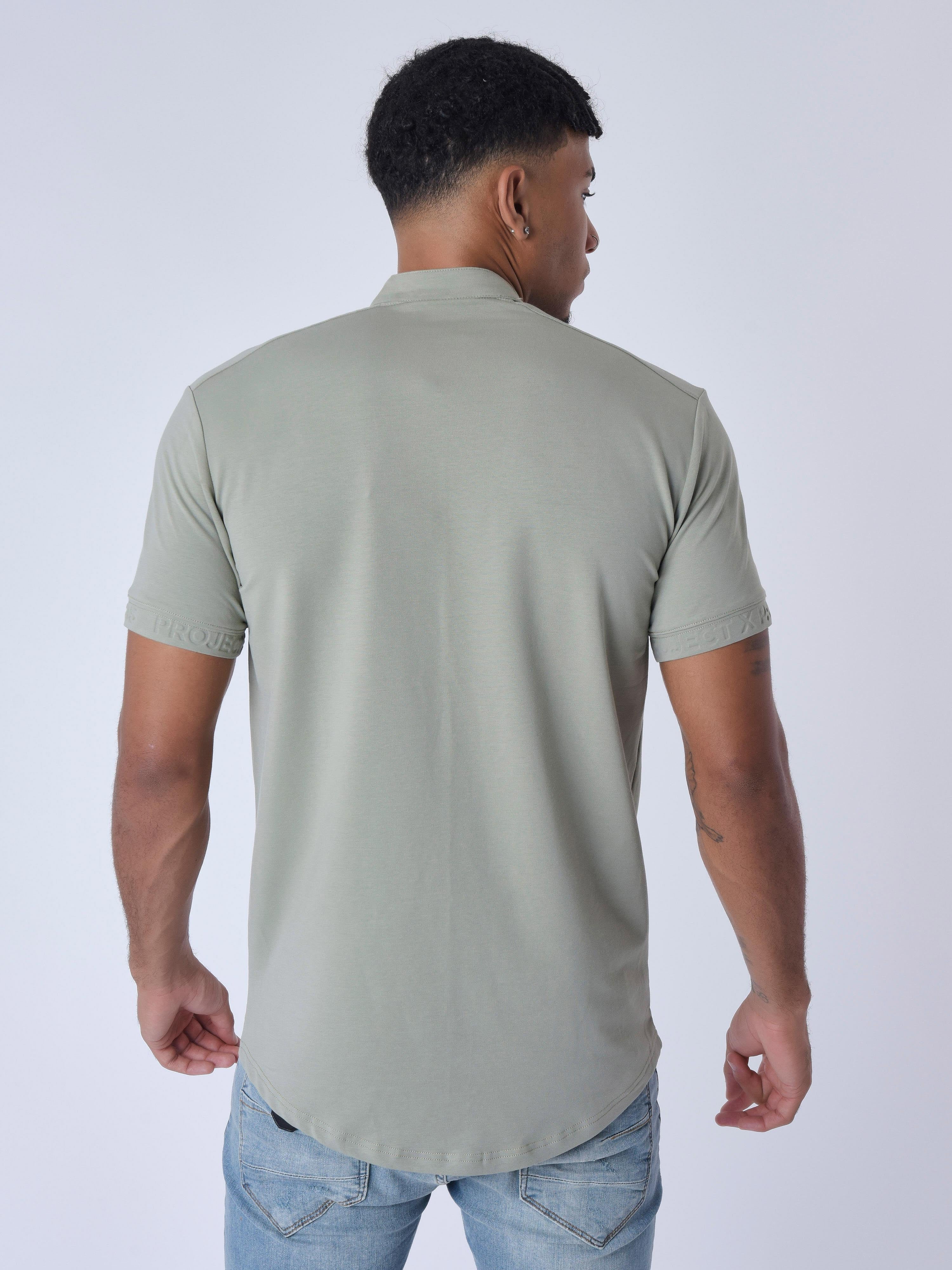 Short Sleeve Mao Collar Shirt-5