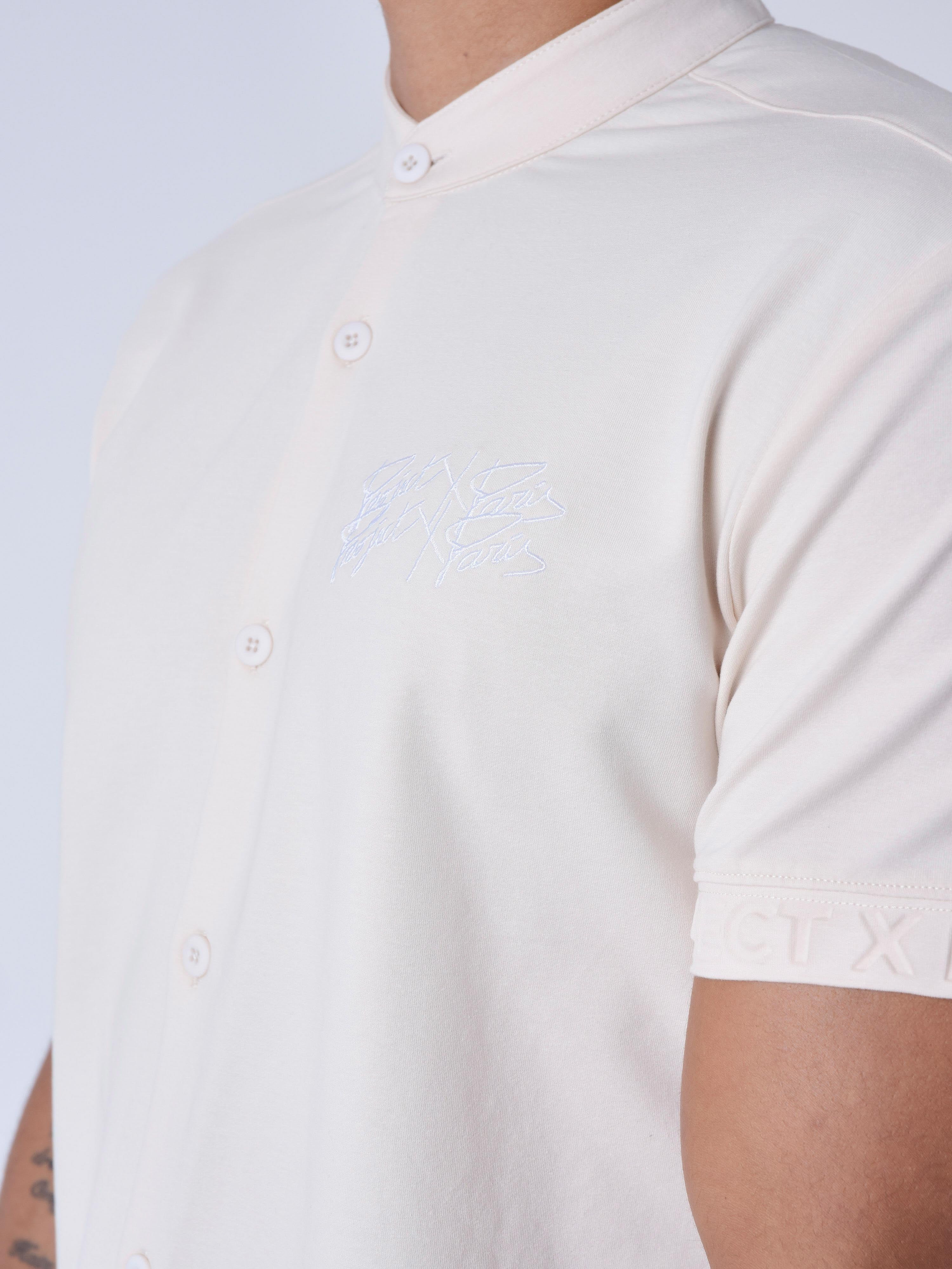 Short Sleeve Mao Collar Shirt-6