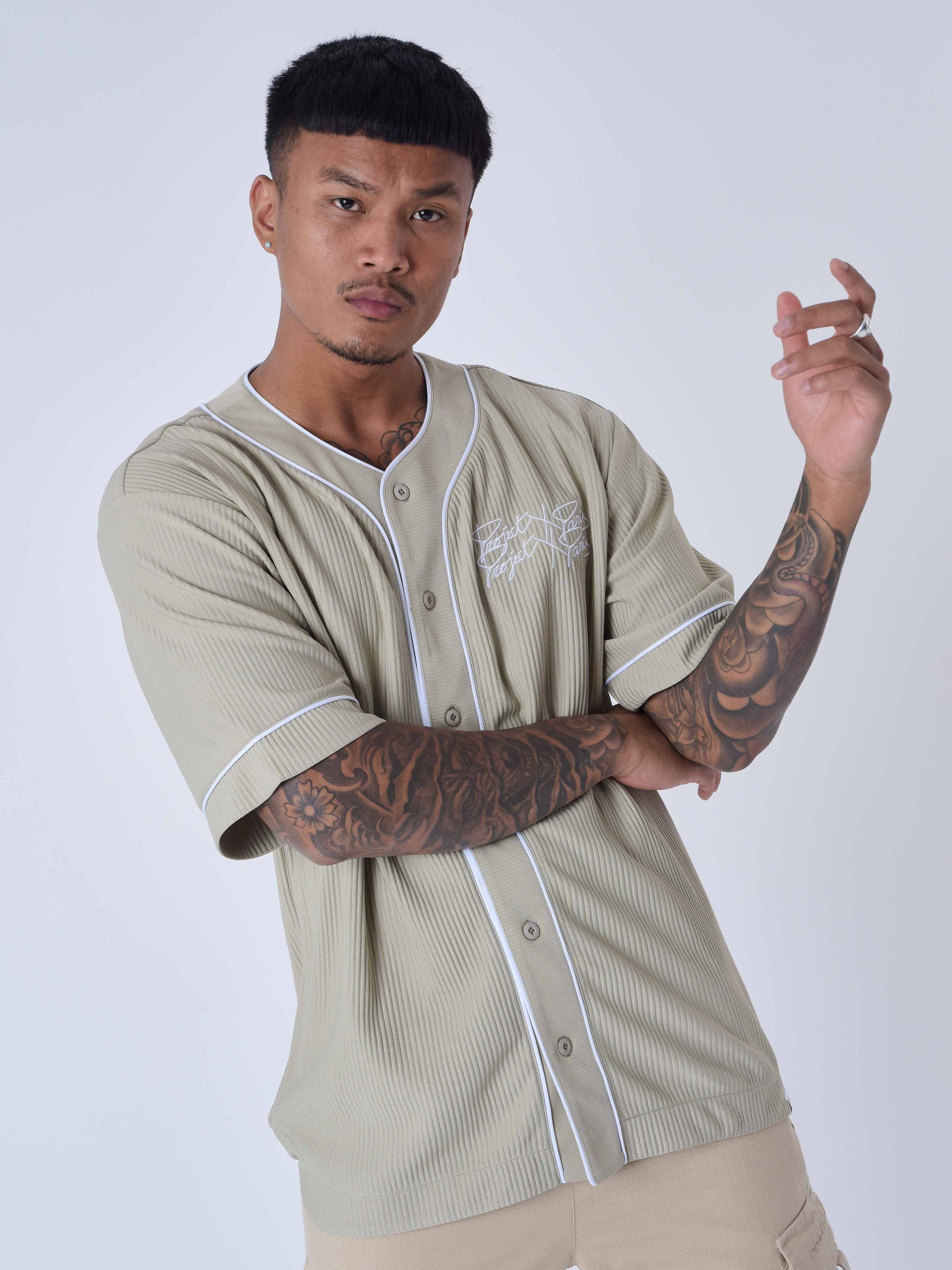 Chemise style Maillot de baseball en matière texturé-1