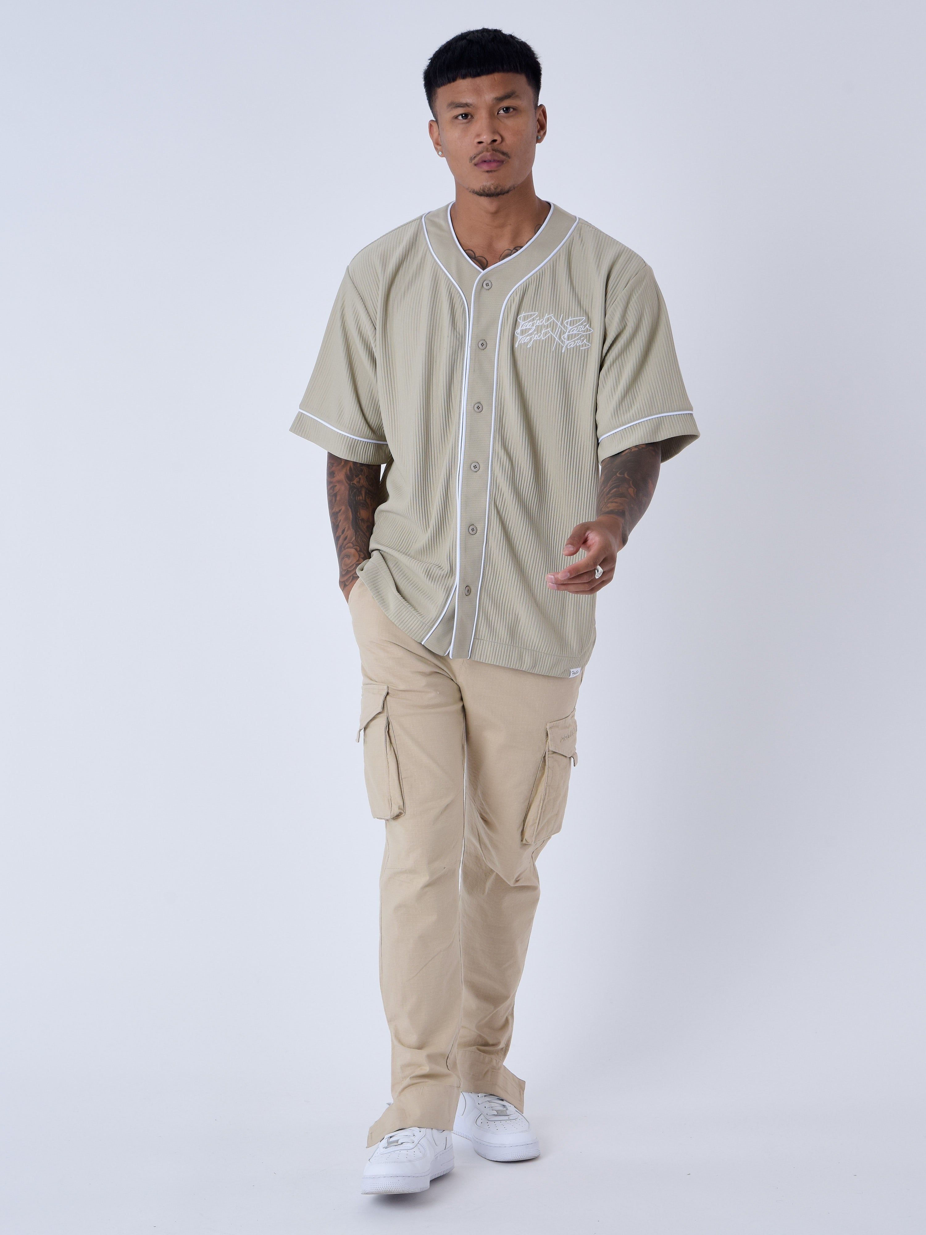 Chemise style Maillot de baseball en matière texturé-3