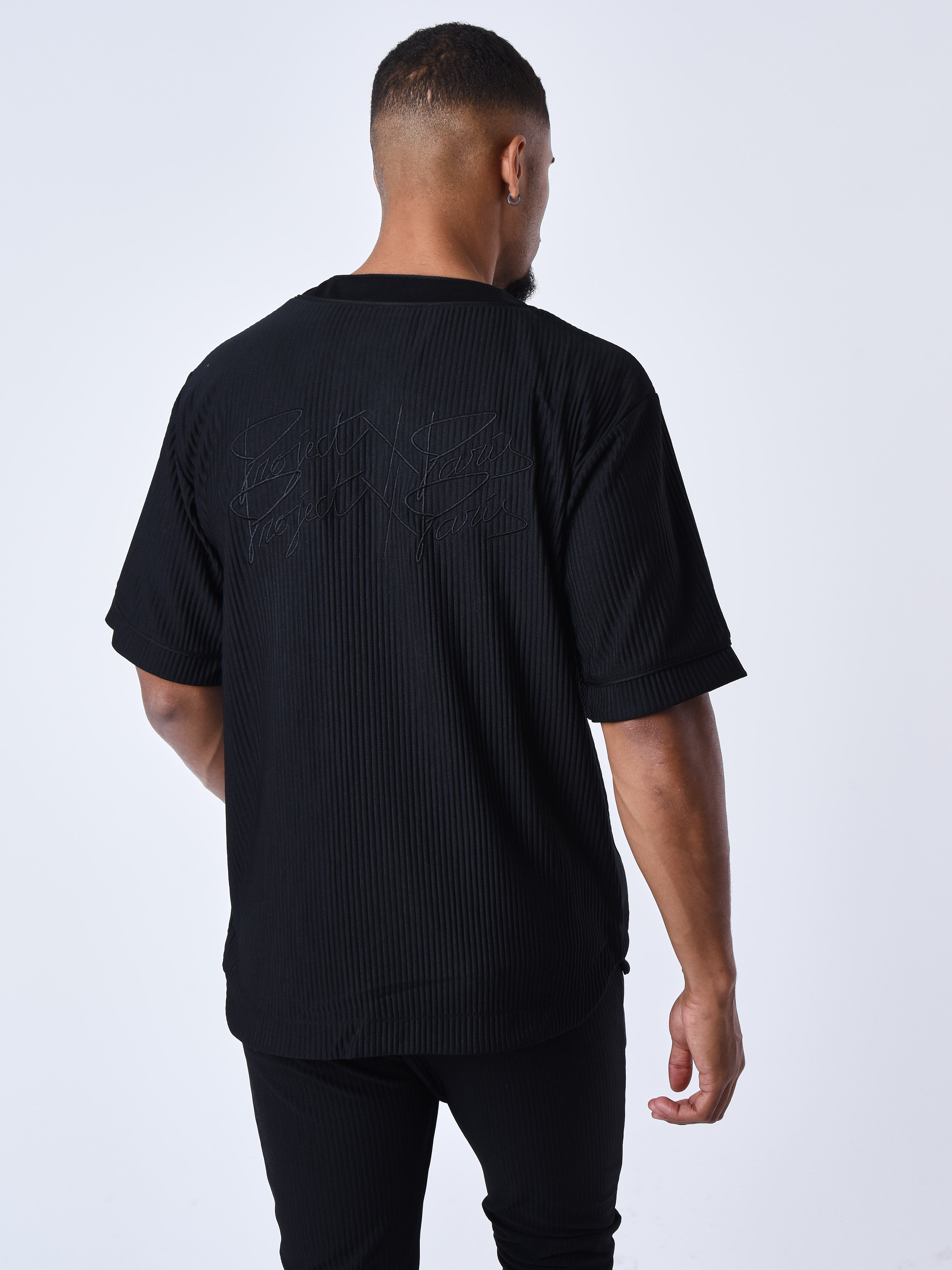 Baseball jersey style shirt in textured fabric – PXP