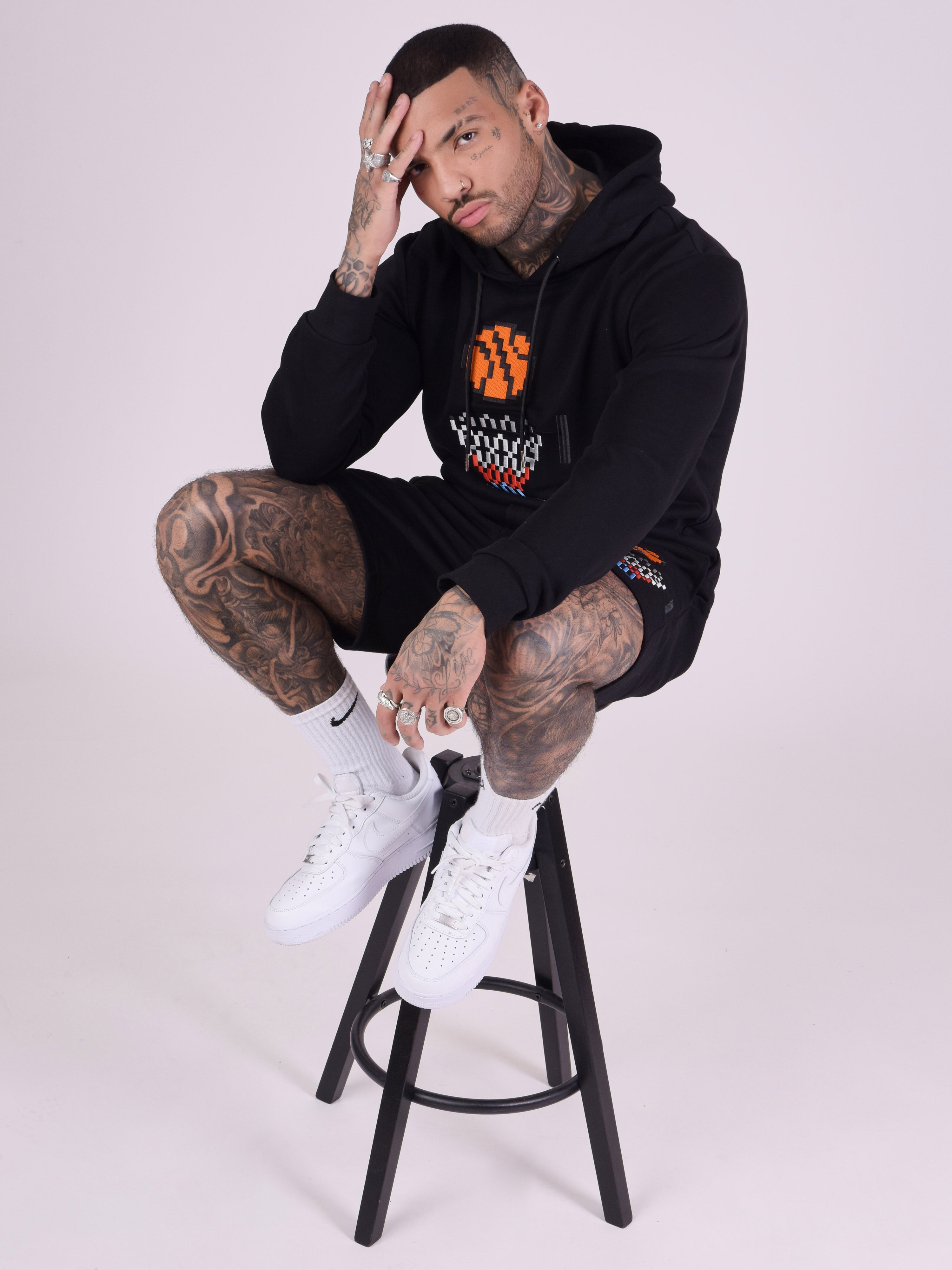 Pixel basketball hoop embroidery design Hoodie-1