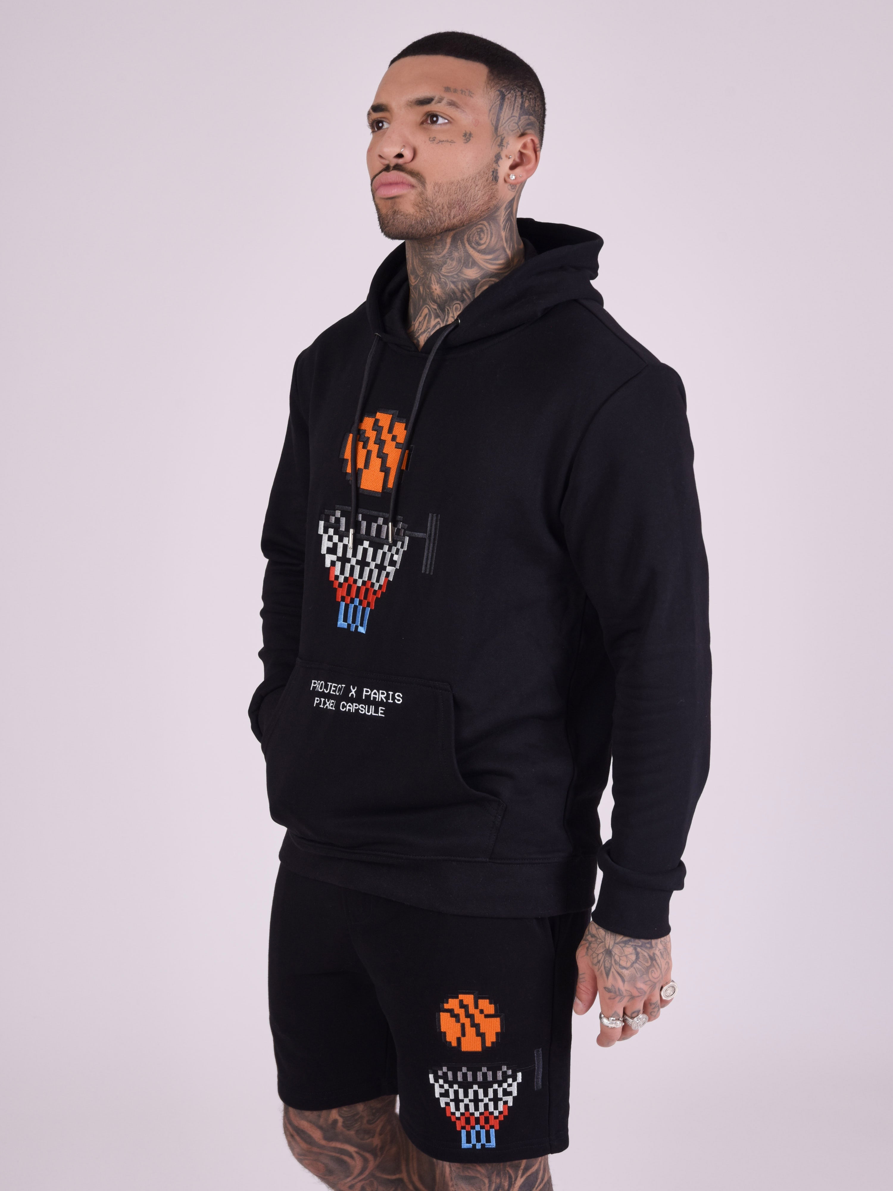 Pixel basketball hoop embroidery design Hoodie-4