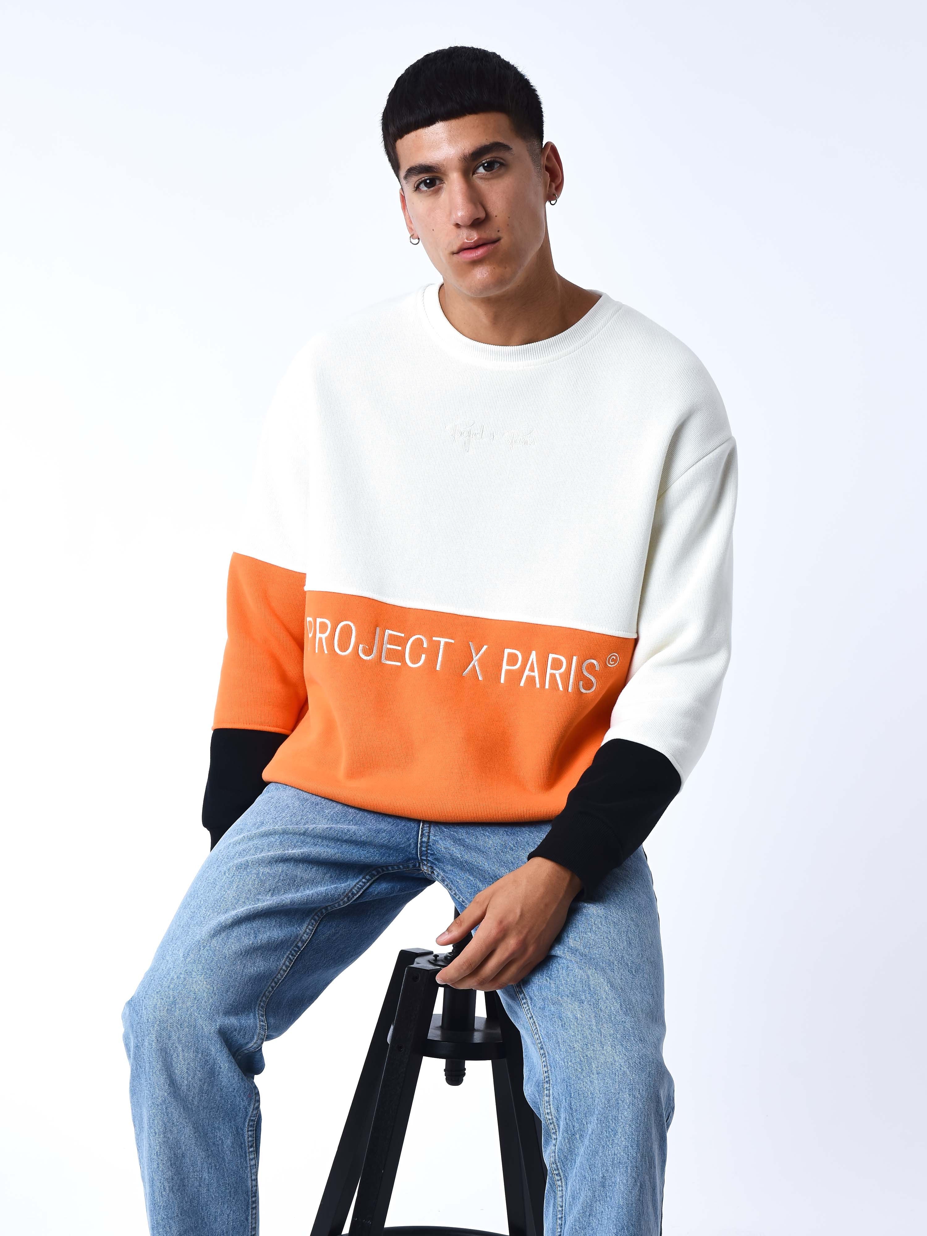 Round neck Color Block knit sweatshirt-1