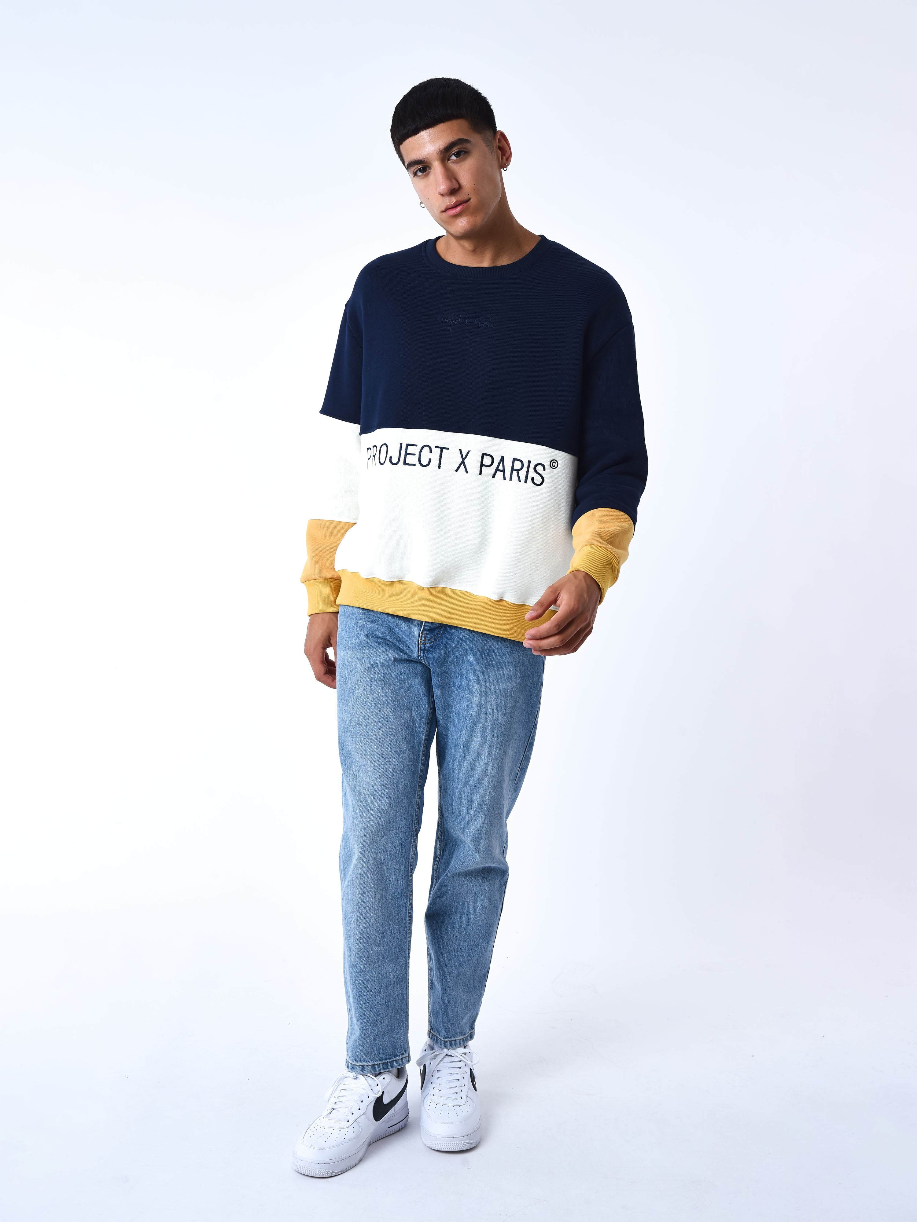 Round neck Color Block knit sweatshirt-3