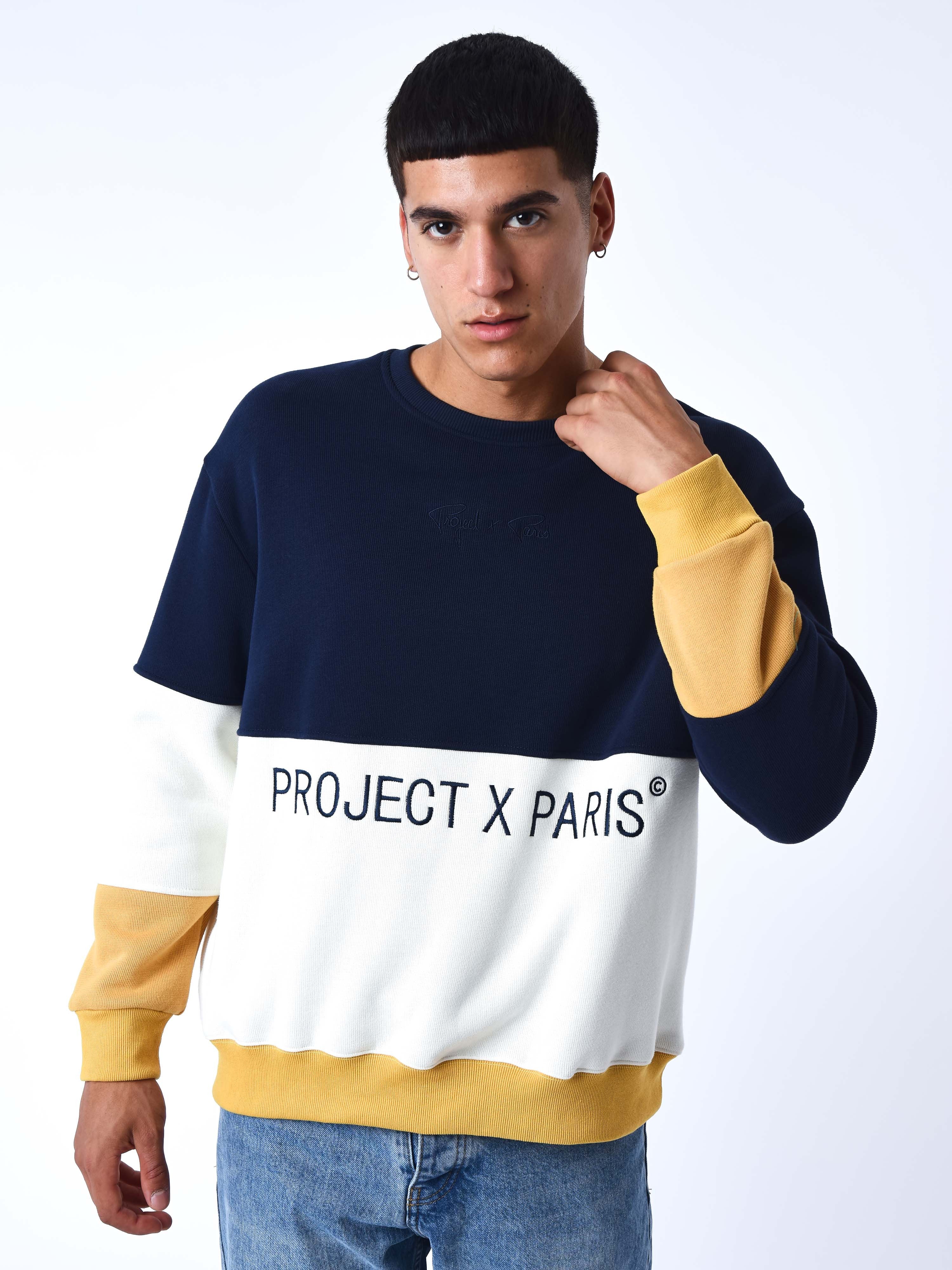 Round neck Color Block knit sweatshirt-2