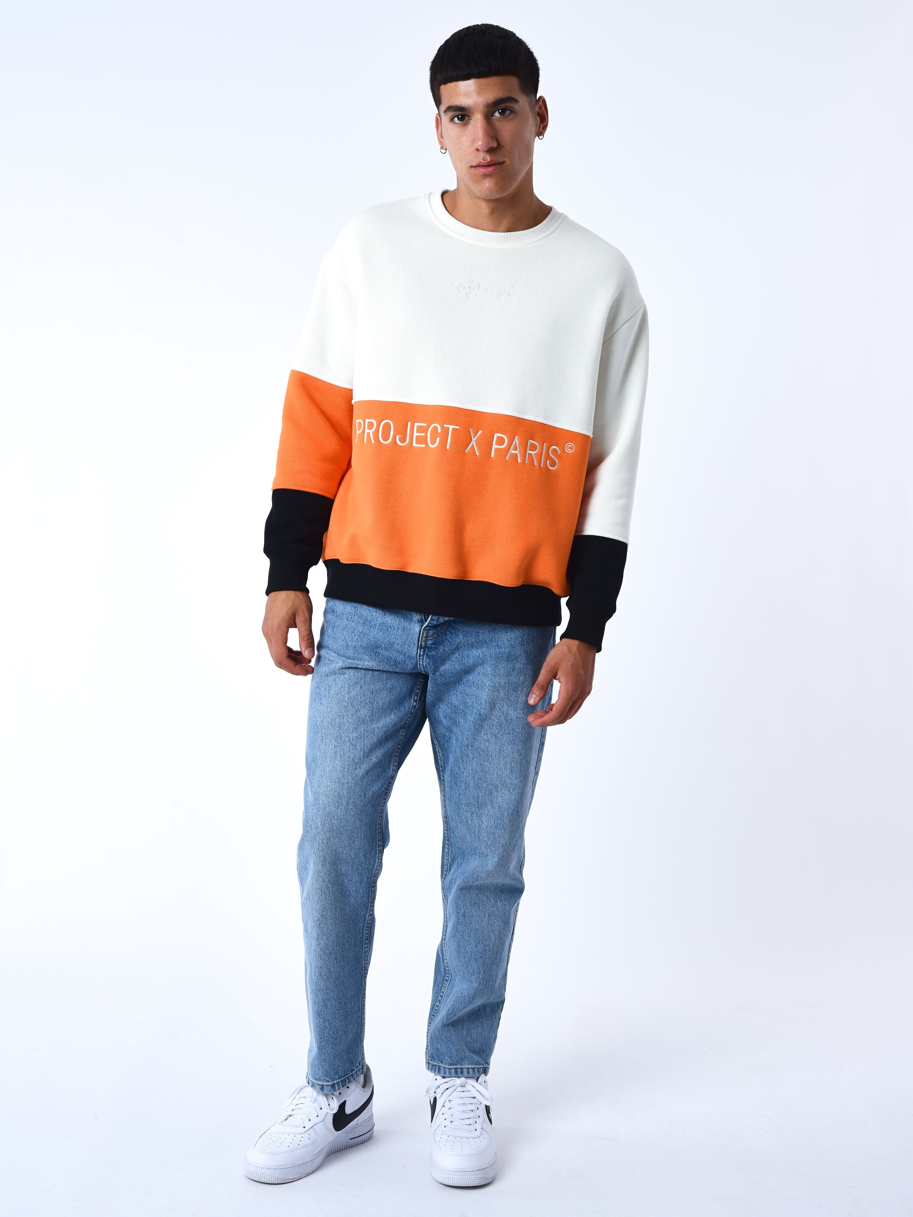 Round neck Color Block knit sweatshirt-3
