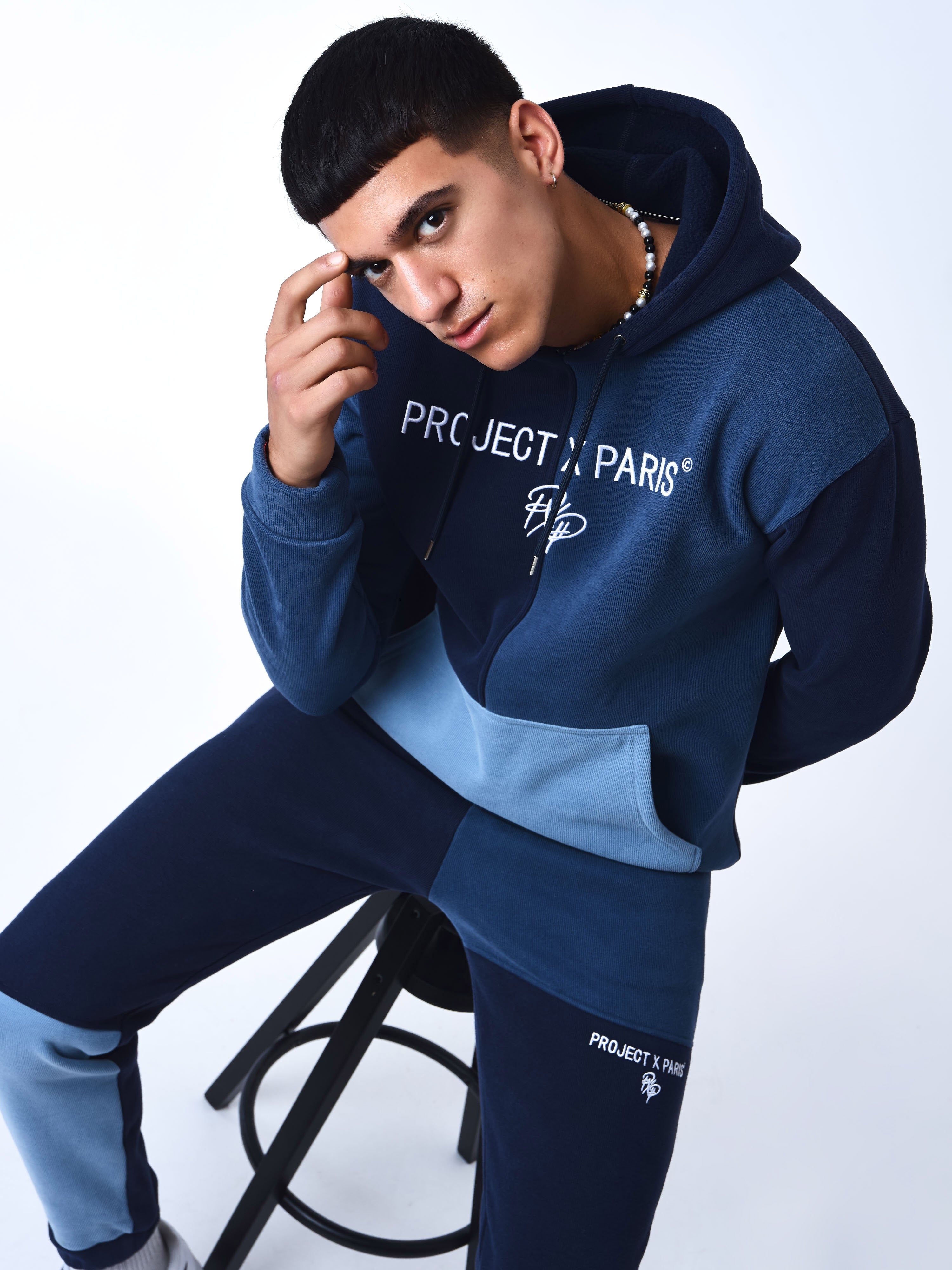 Tricolor Knit Hoodie-2
