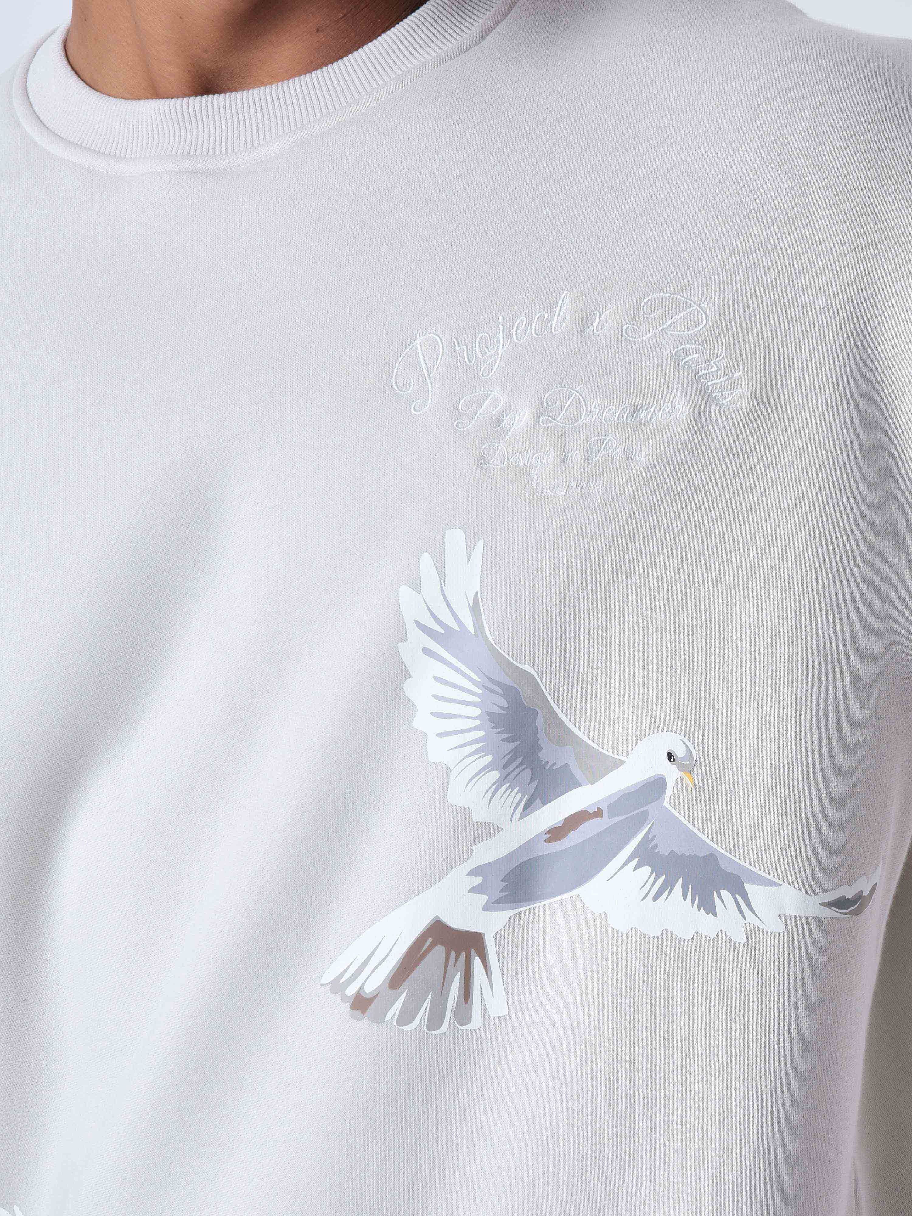 Sweatshirt loose à motif colombes-3