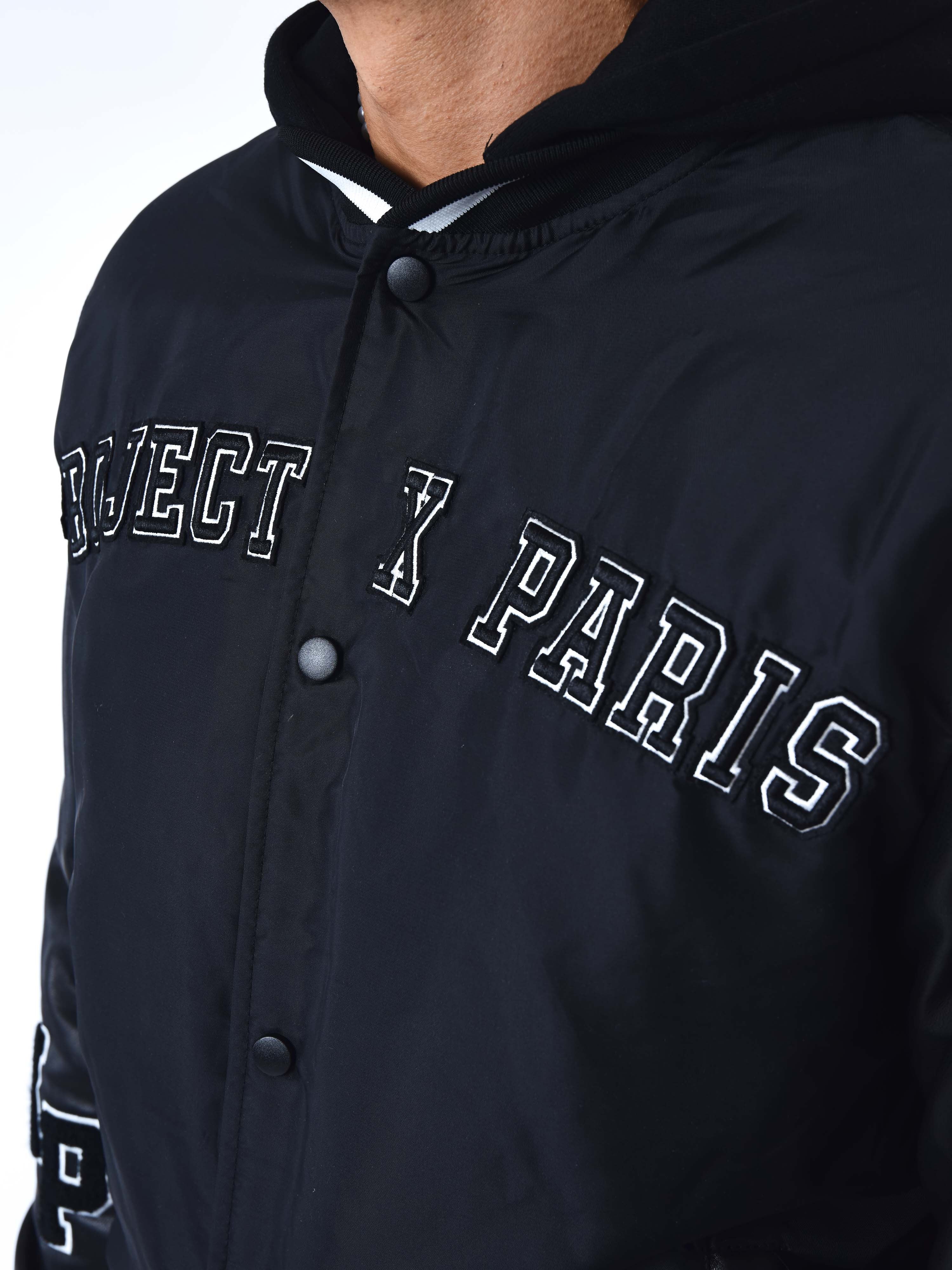Oversized varsity-style jacket with embroidered patches – PXP