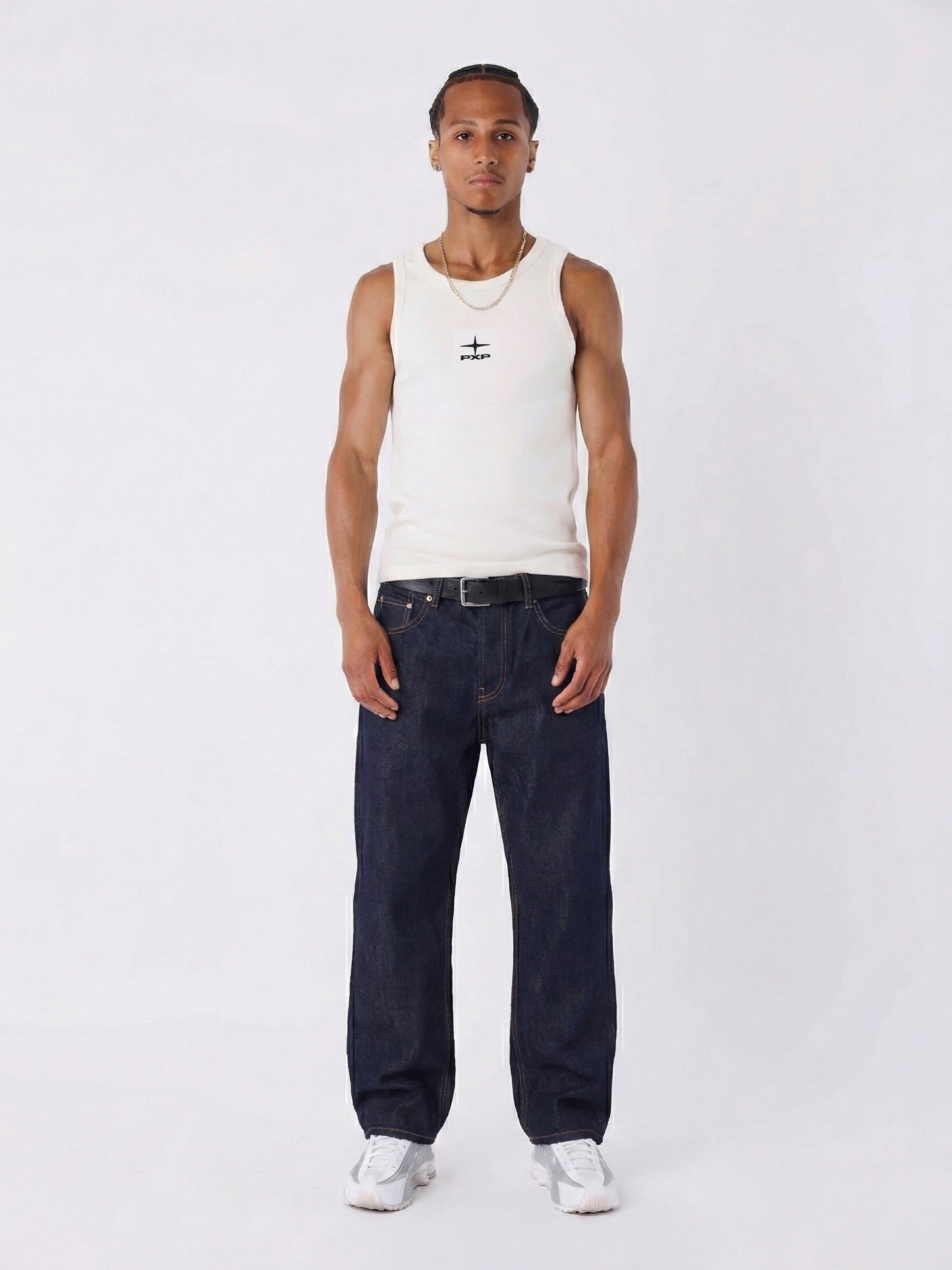Jeans dritti in denim blu scuro