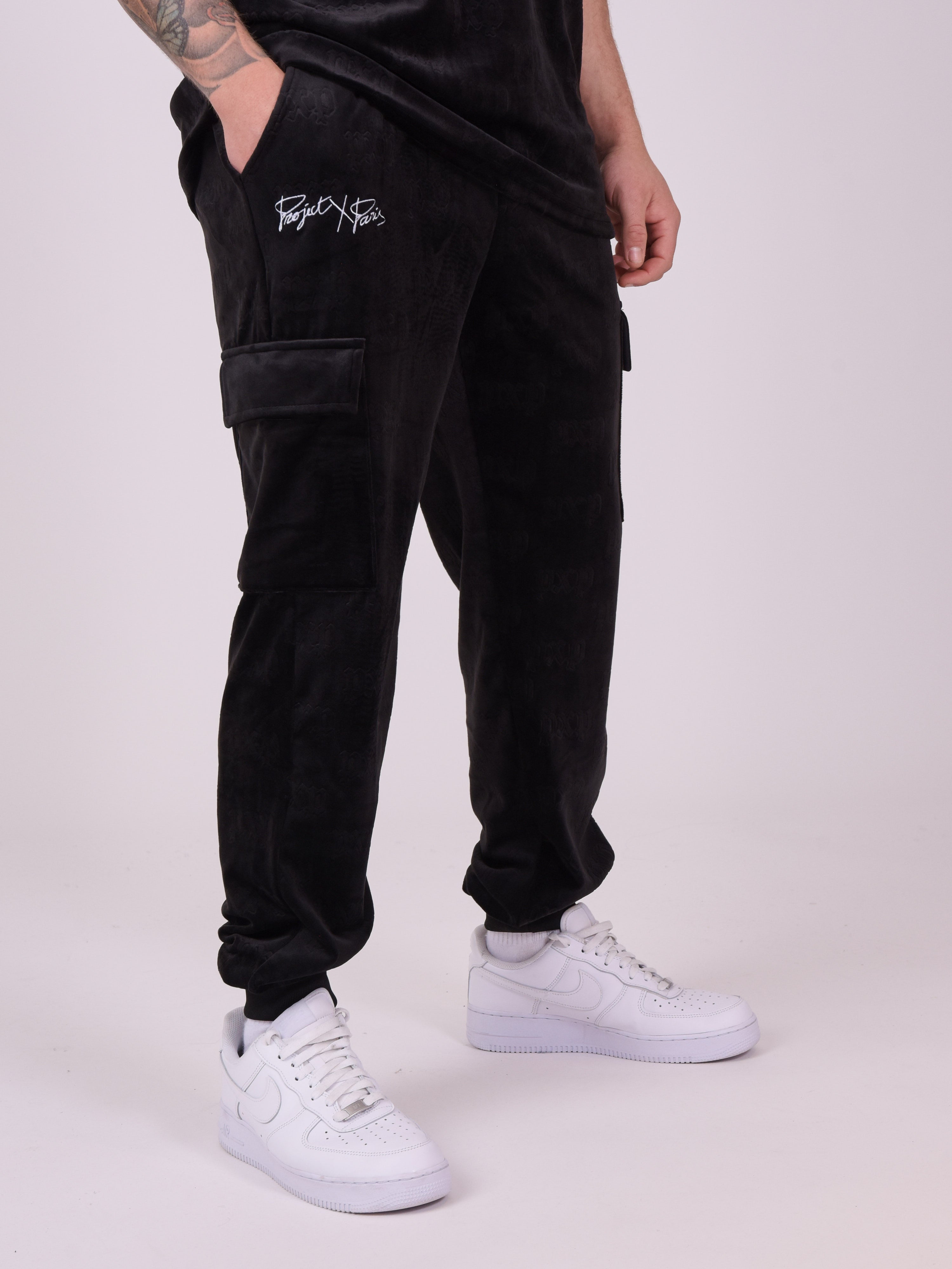 Waffle velvet jog pants-4