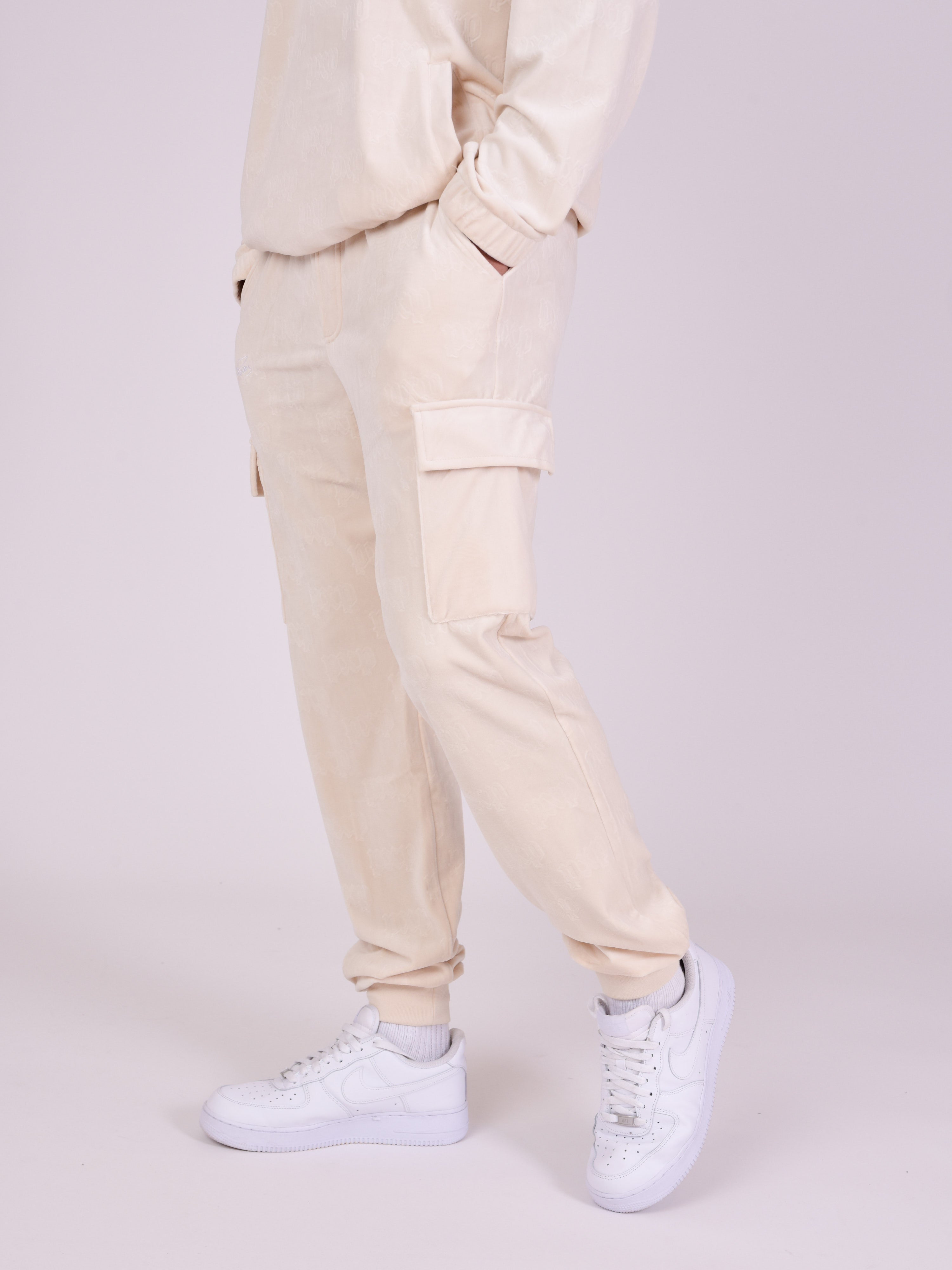 Waffle velvet jog pants-4