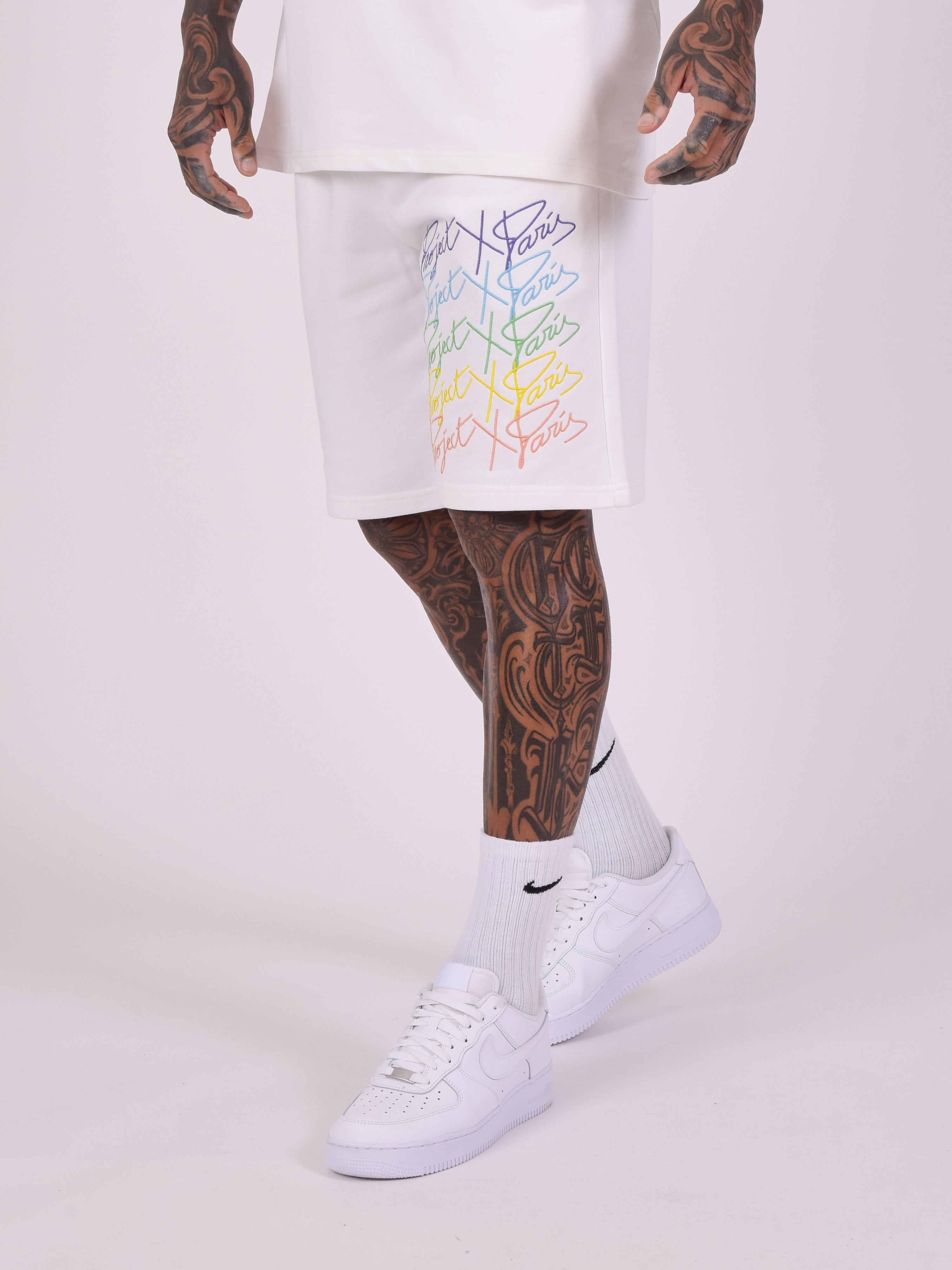 Oversize rainbow logos shorts-2