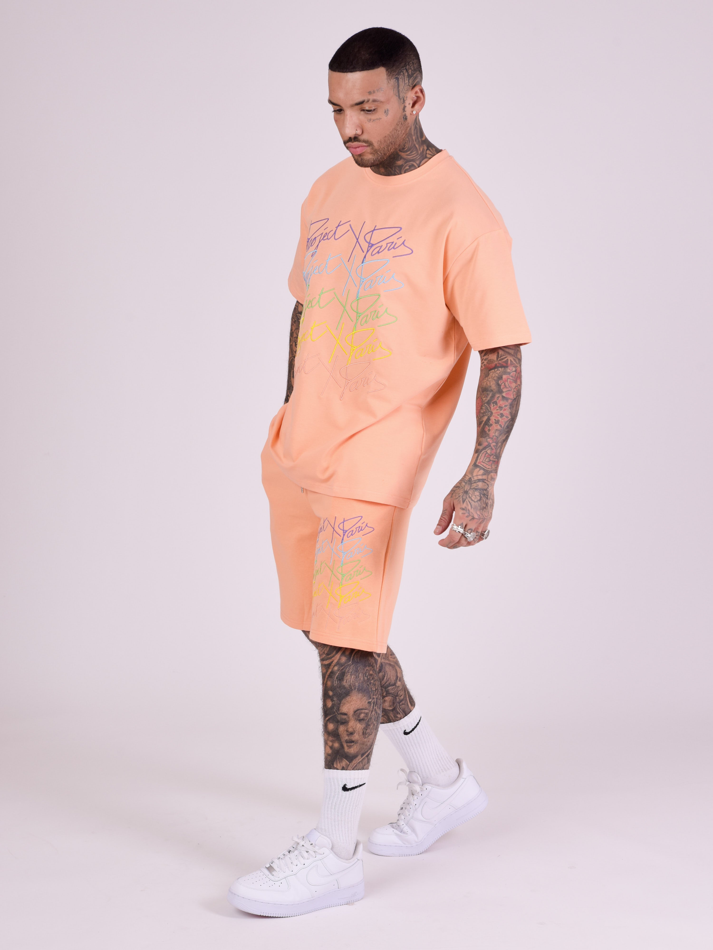 Oversize rainbow logos shorts-3