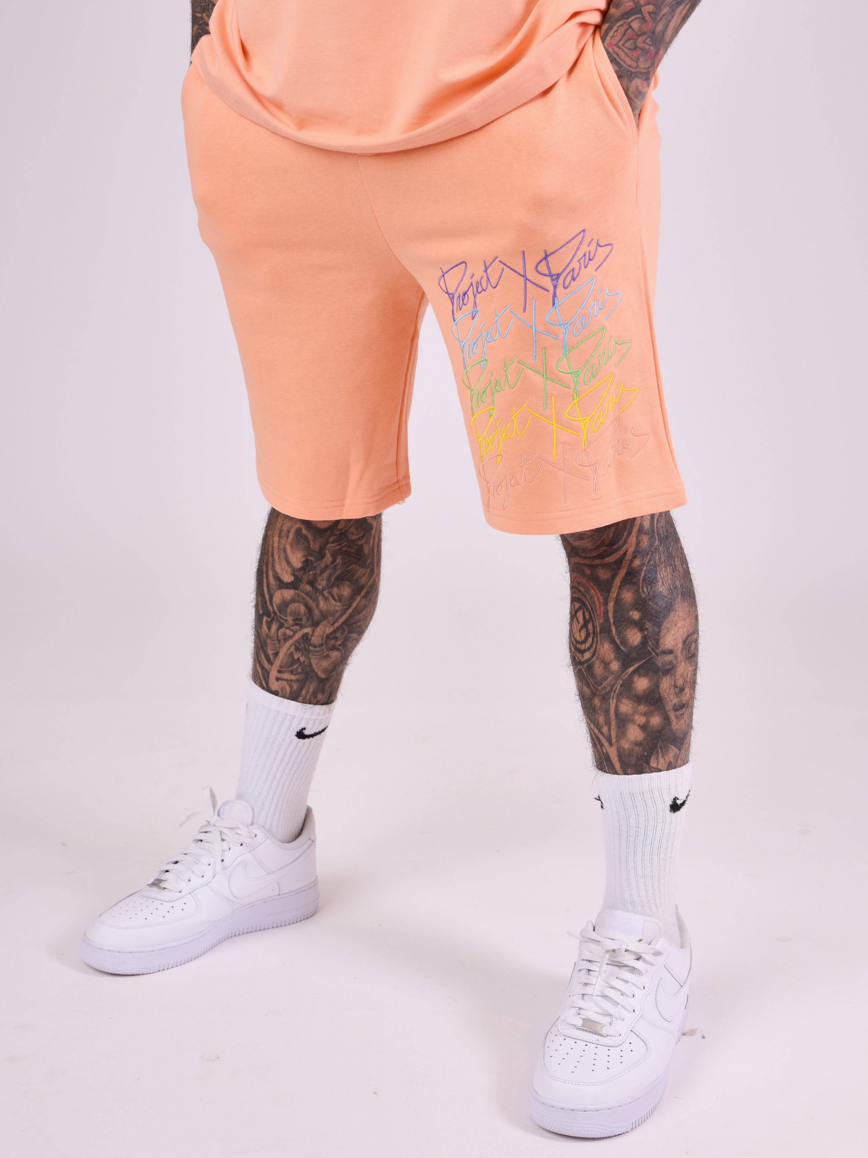 Oversize rainbow logos shorts-2