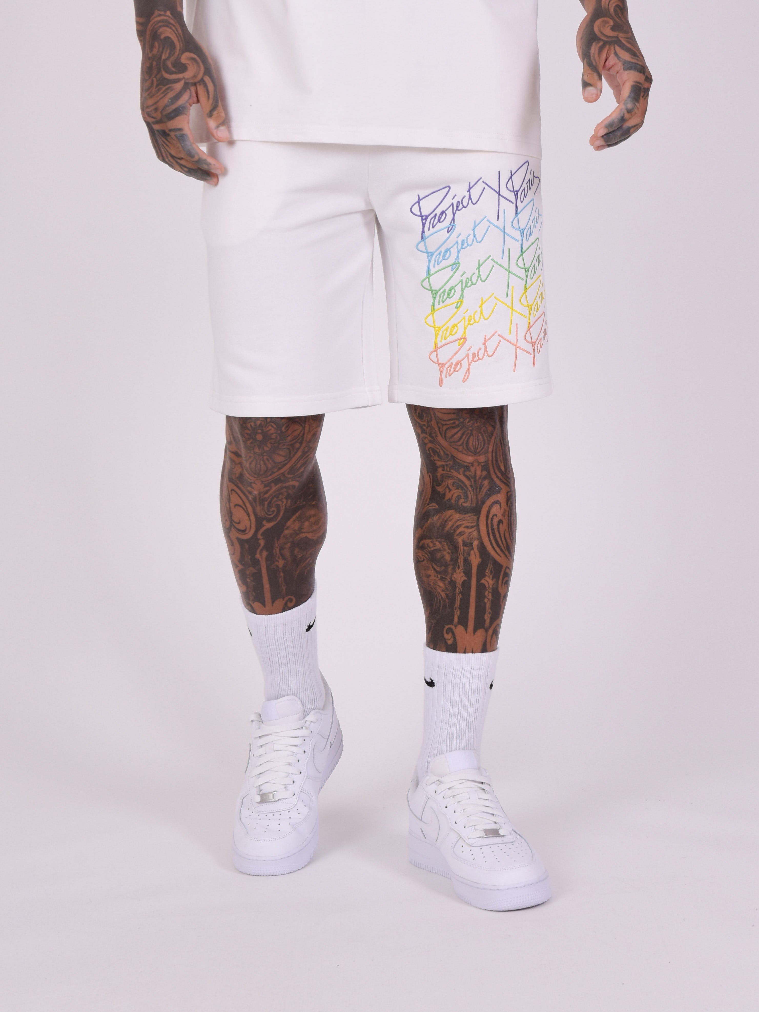 Oversize rainbow logos shorts-4