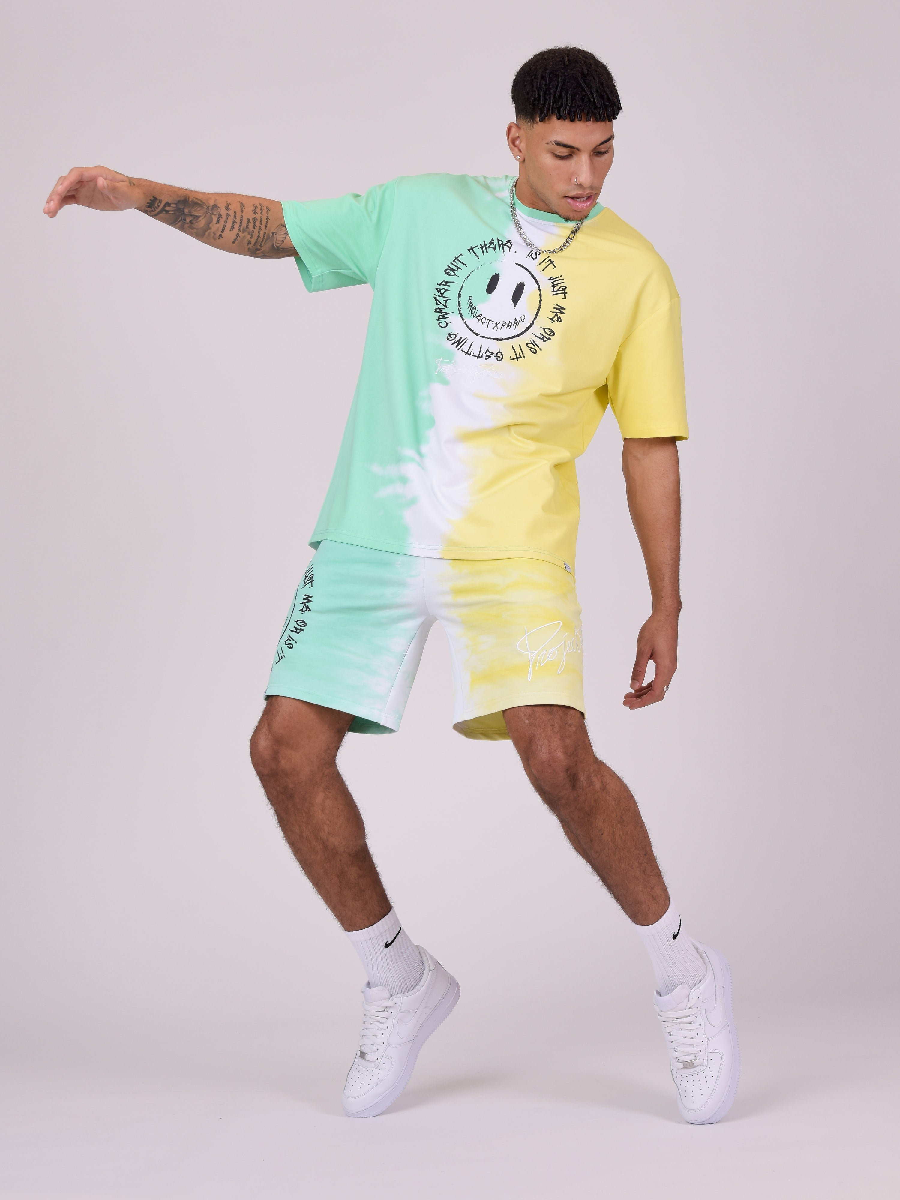 Bicolour gradient smiley shorts-1