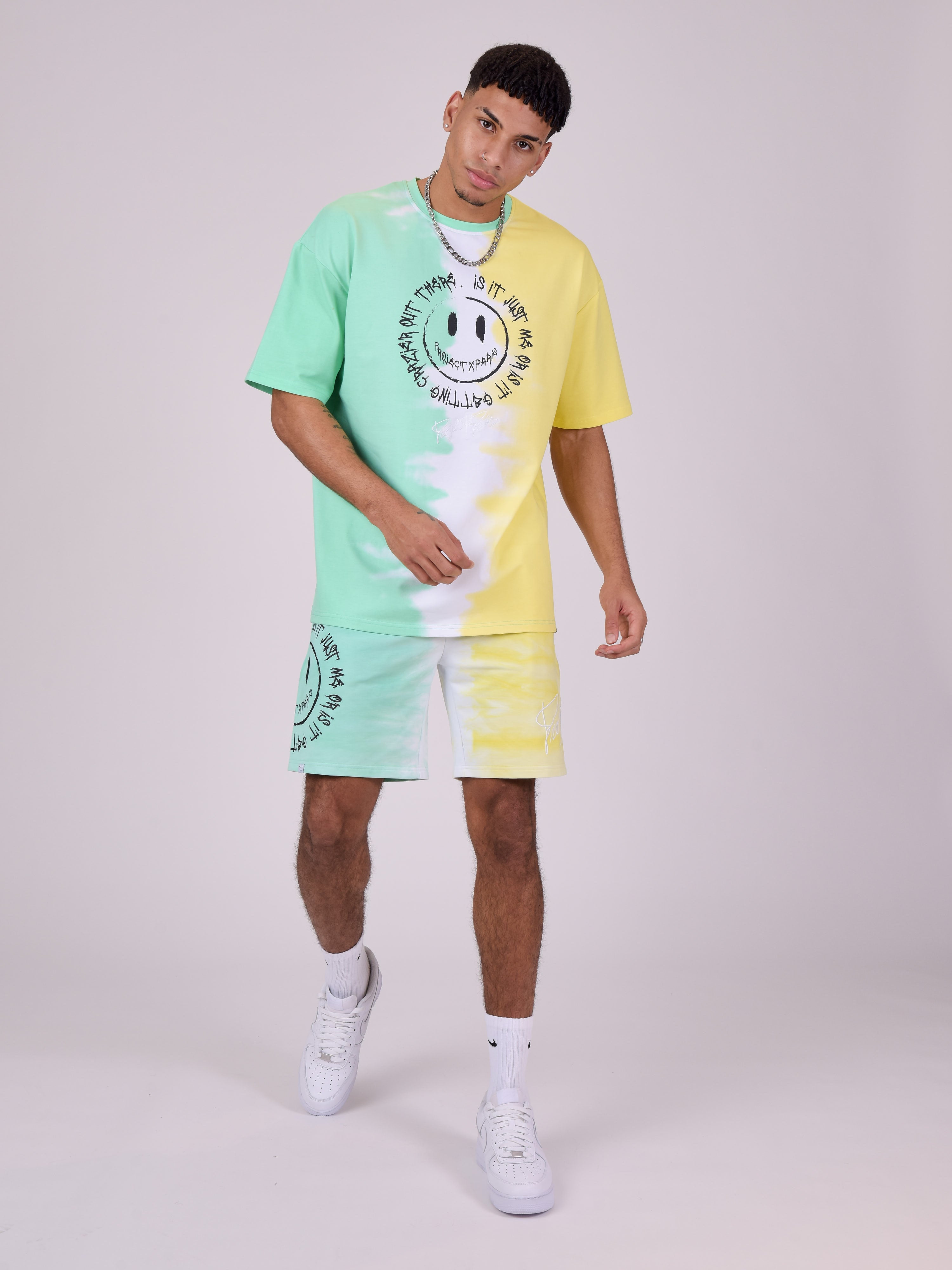 Bicolour gradient smiley shorts-3
