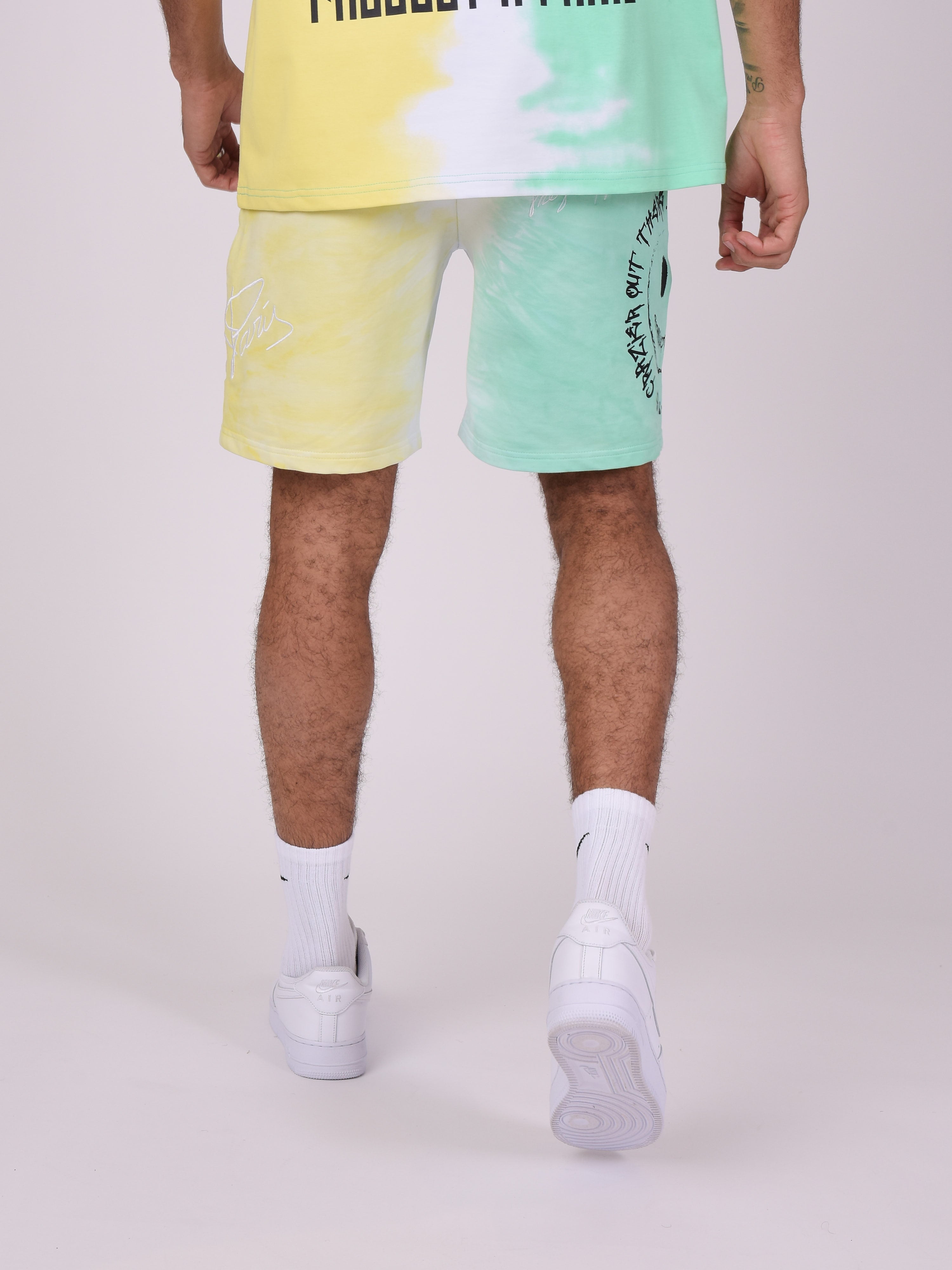 Bicolour gradient smiley shorts-5