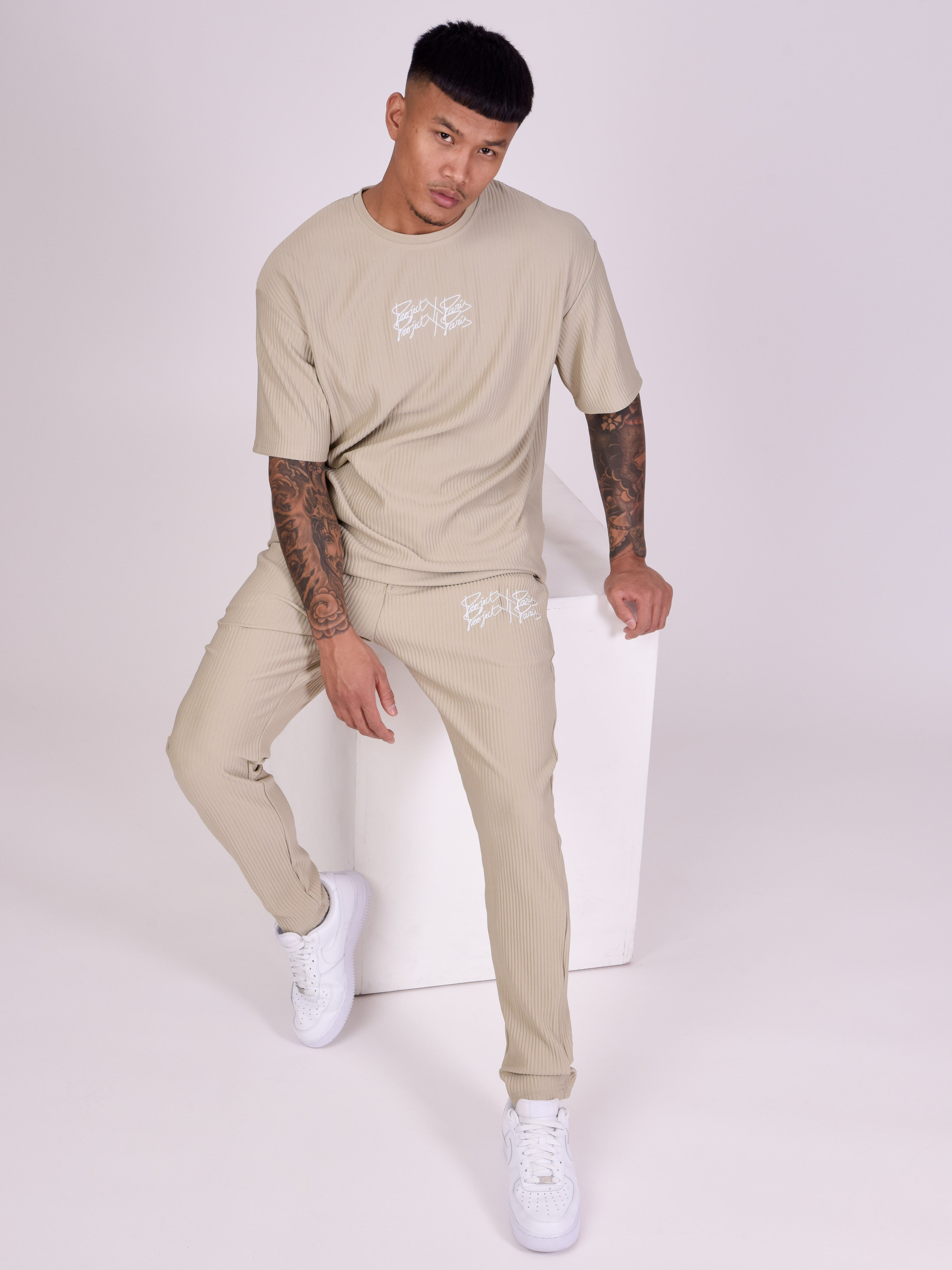 Textured fabric trousers-1