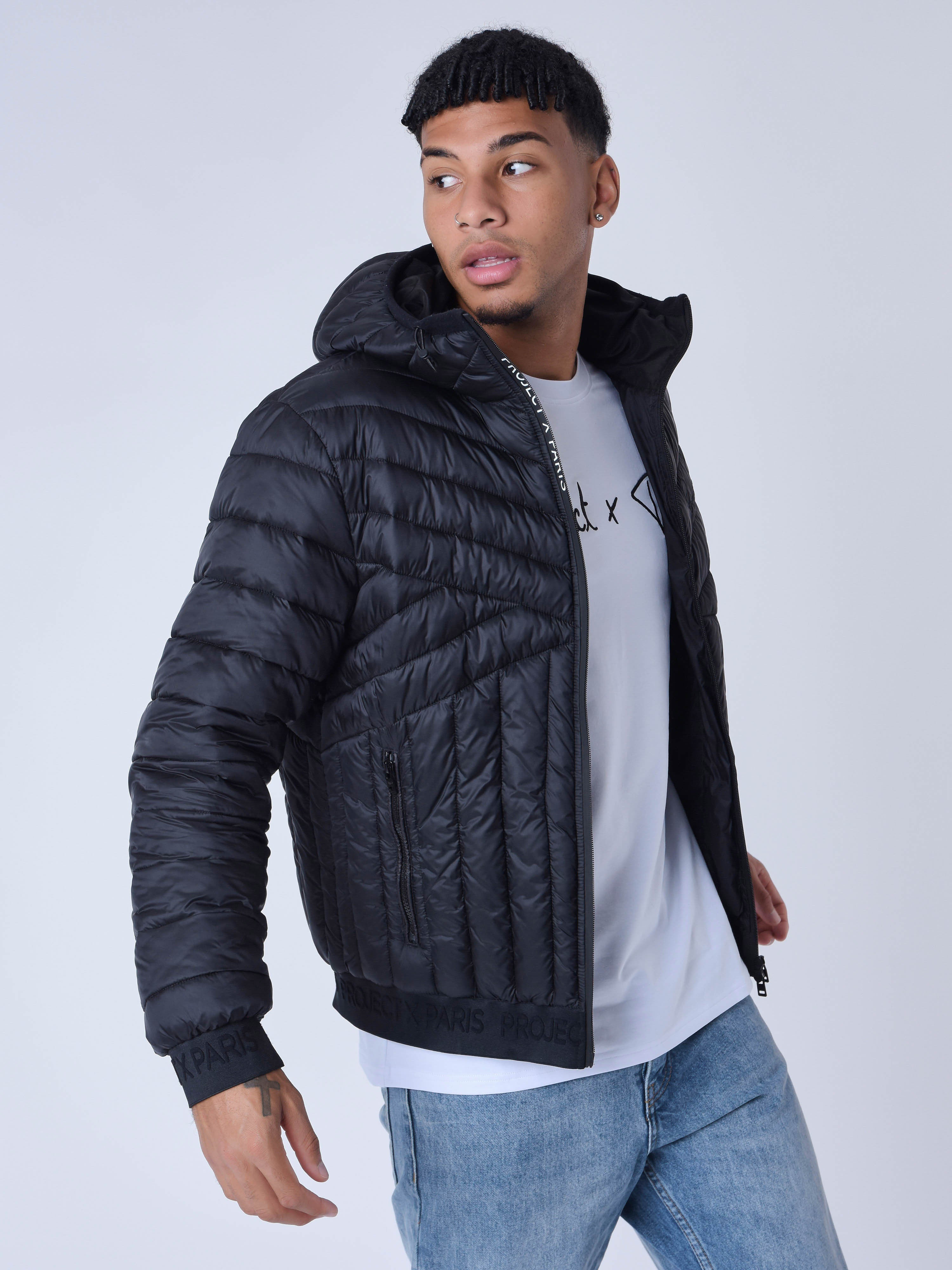 Geometric quilted down jacket-4