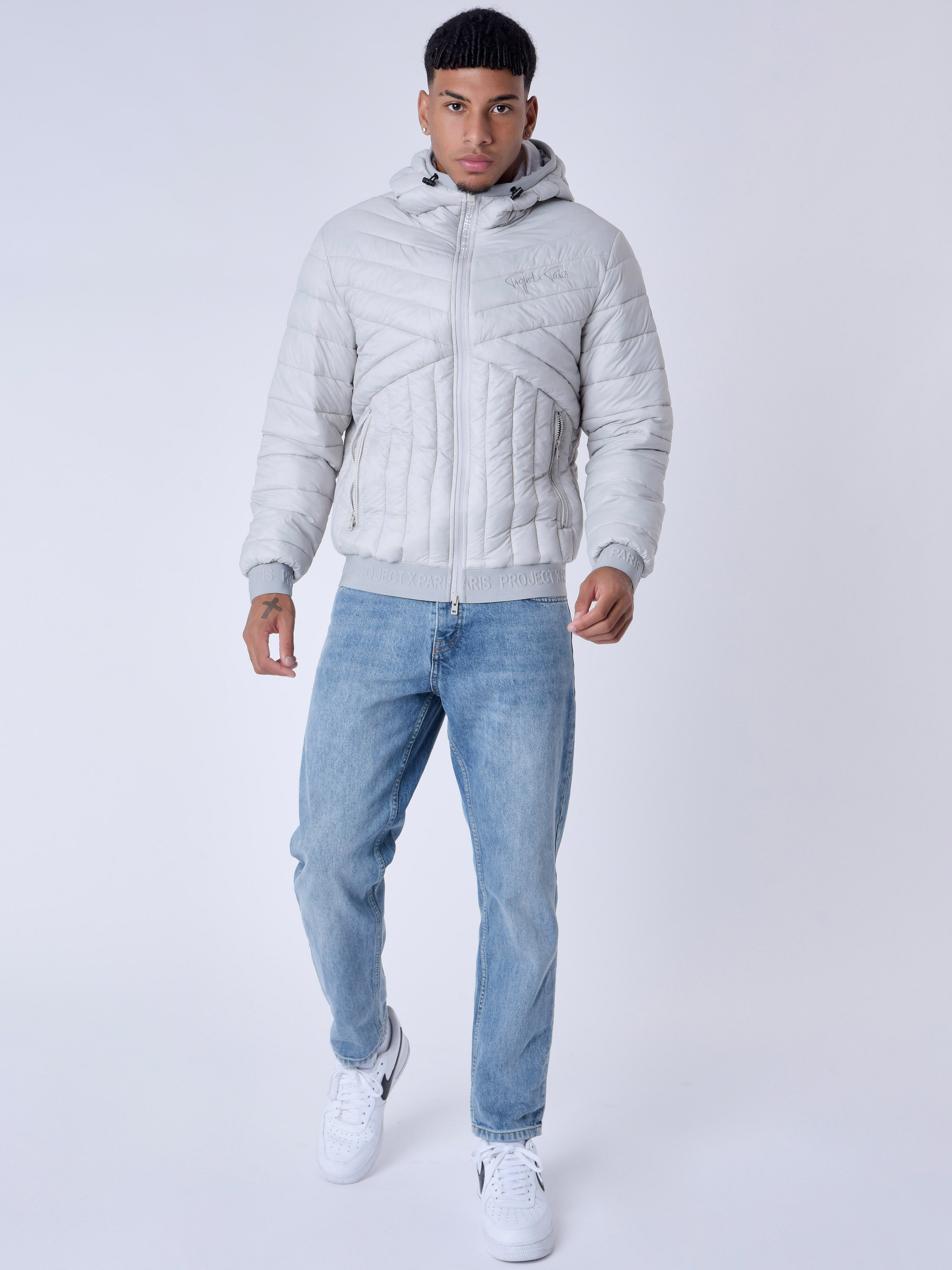 Geometric quilted down jacket-2