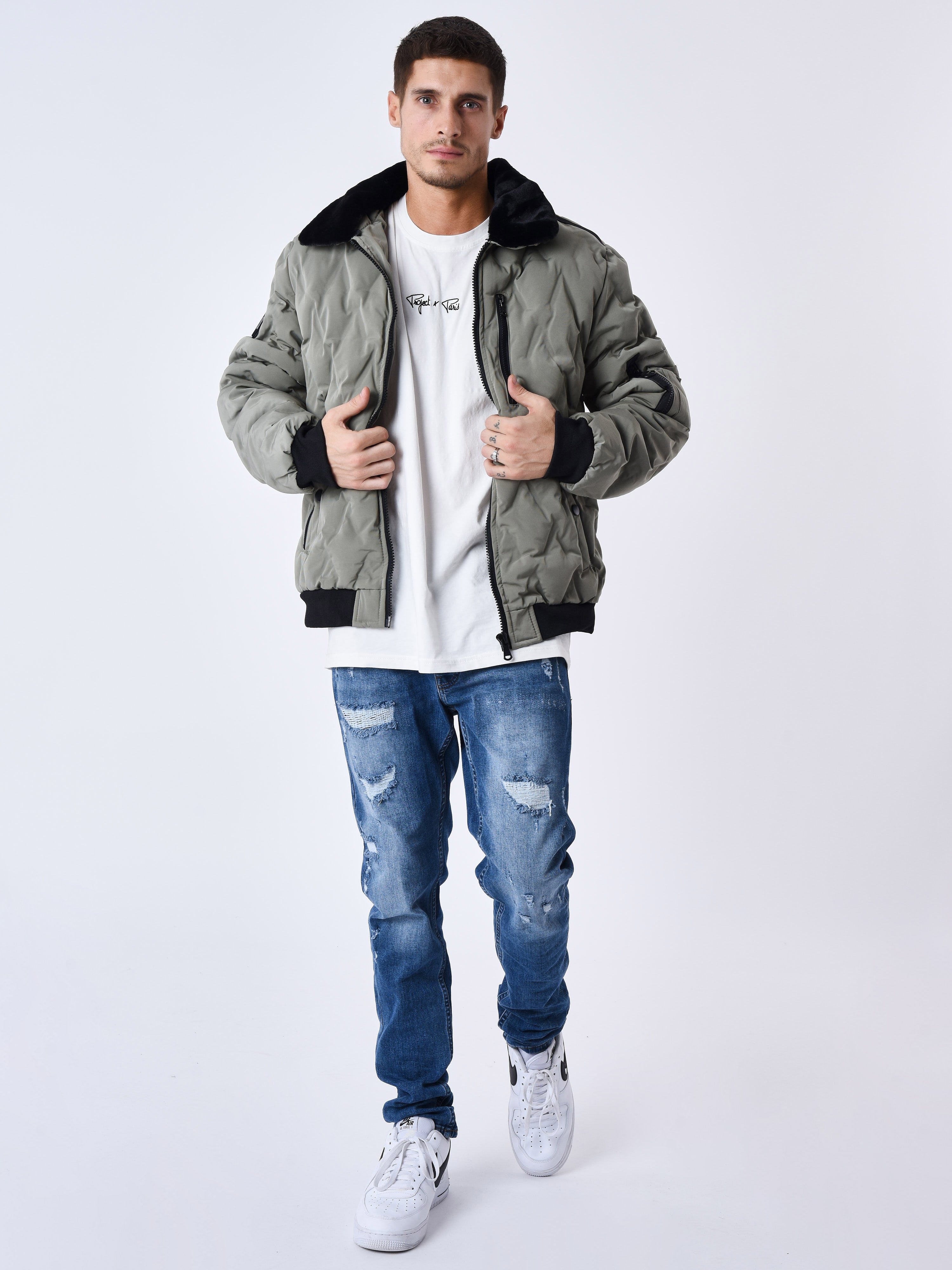 Veste matelassée col aviateur fourrure-7