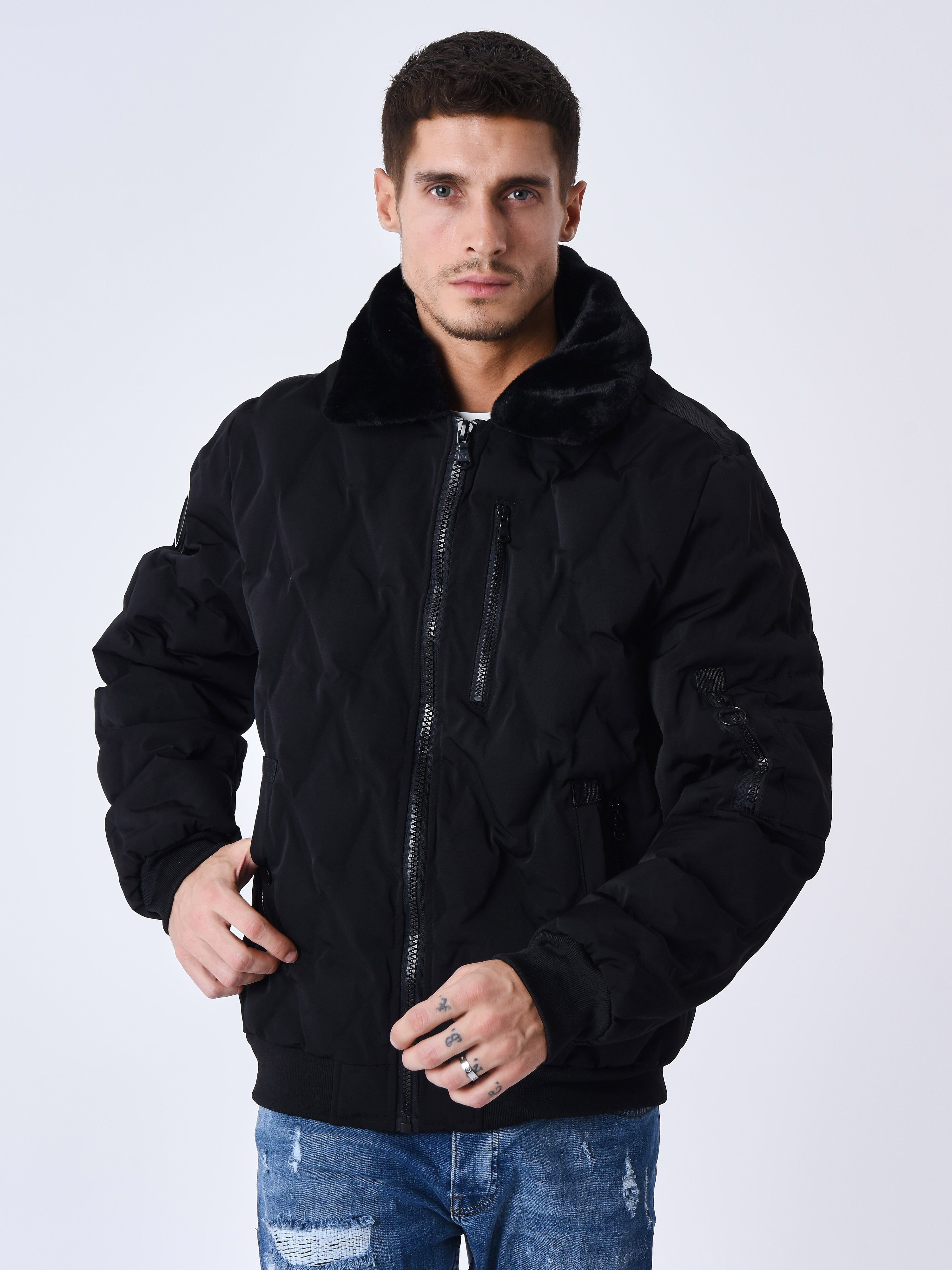 Veste matelassée col aviateur fourrure-2