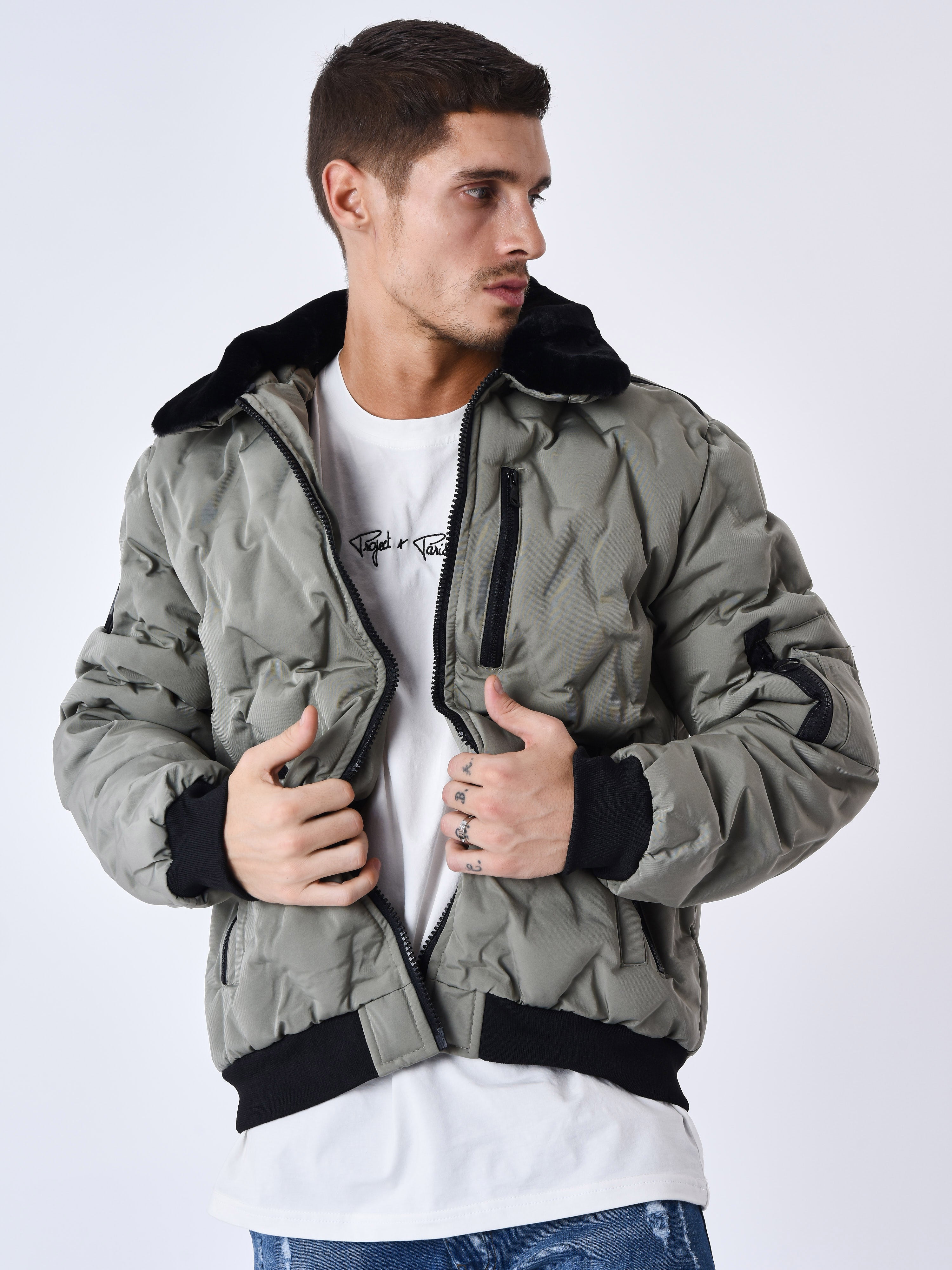 Veste matelassée col aviateur fourrure-8