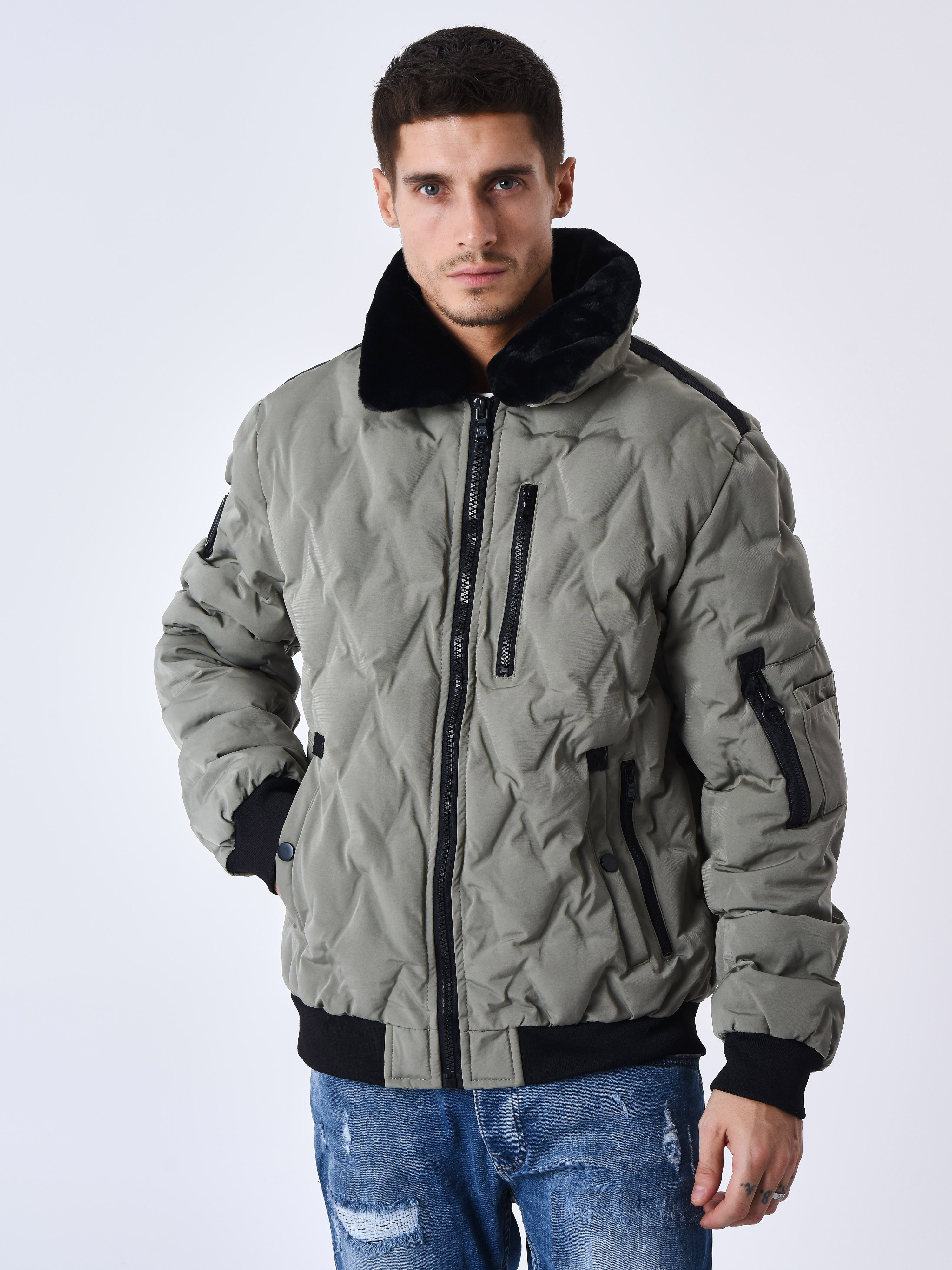 Veste matelassée col aviateur fourrure-2