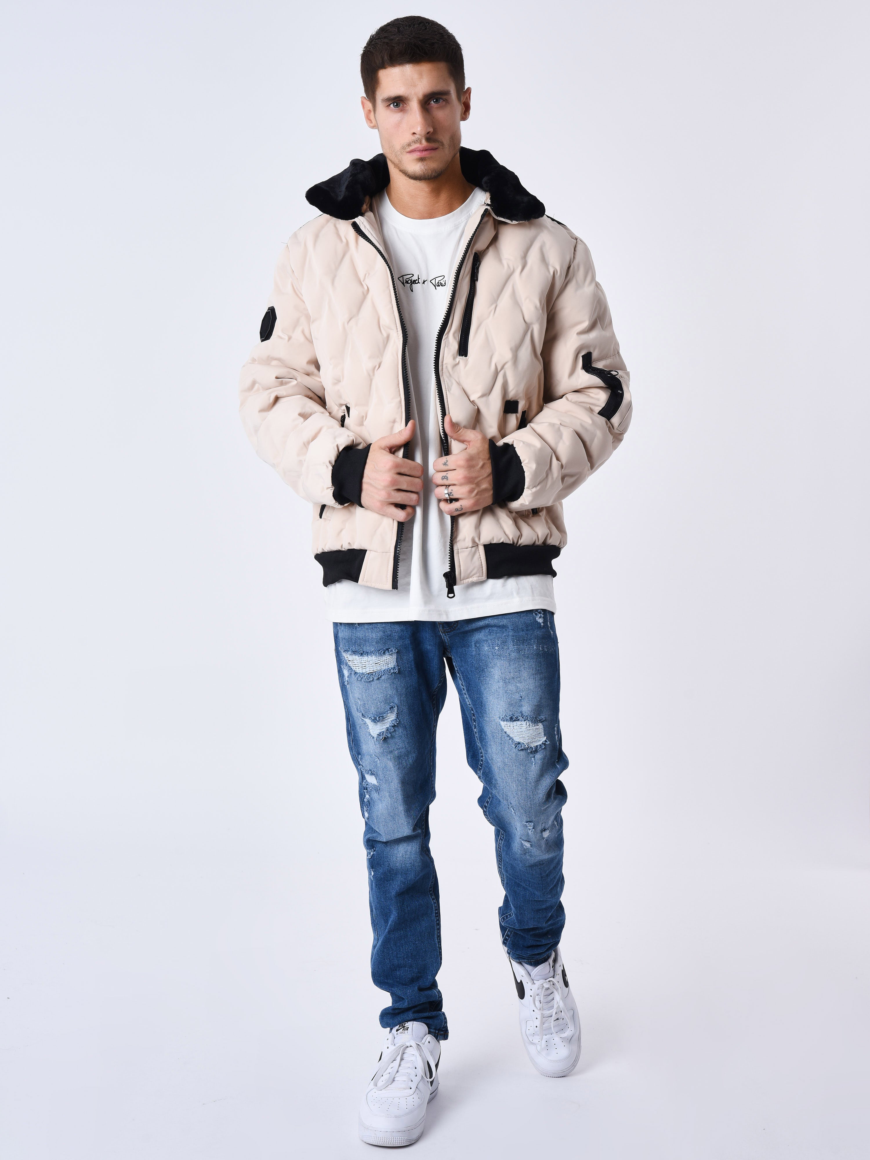 Veste matelassée col aviateur fourrure-7