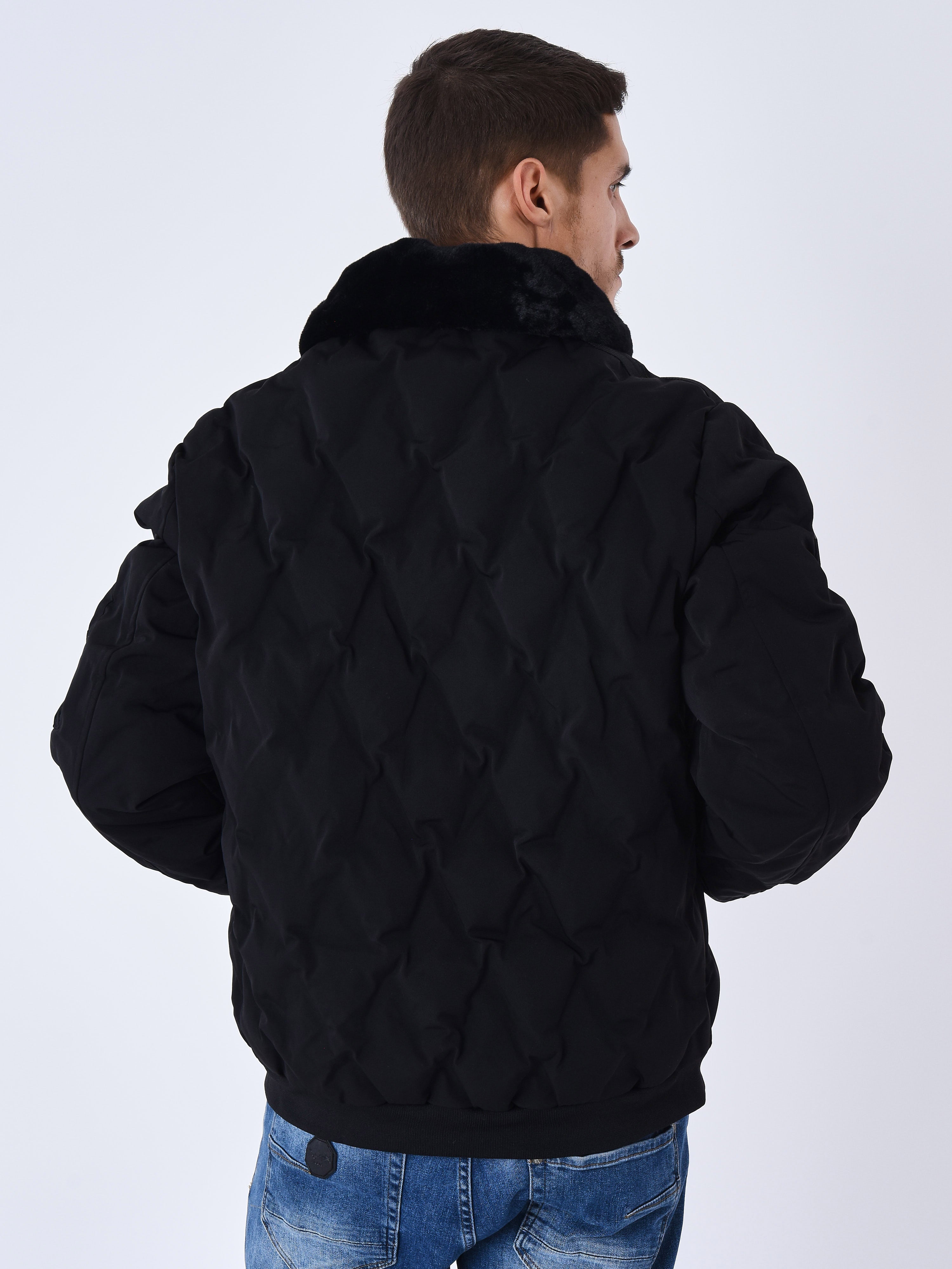 Veste matelassée col aviateur fourrure-5