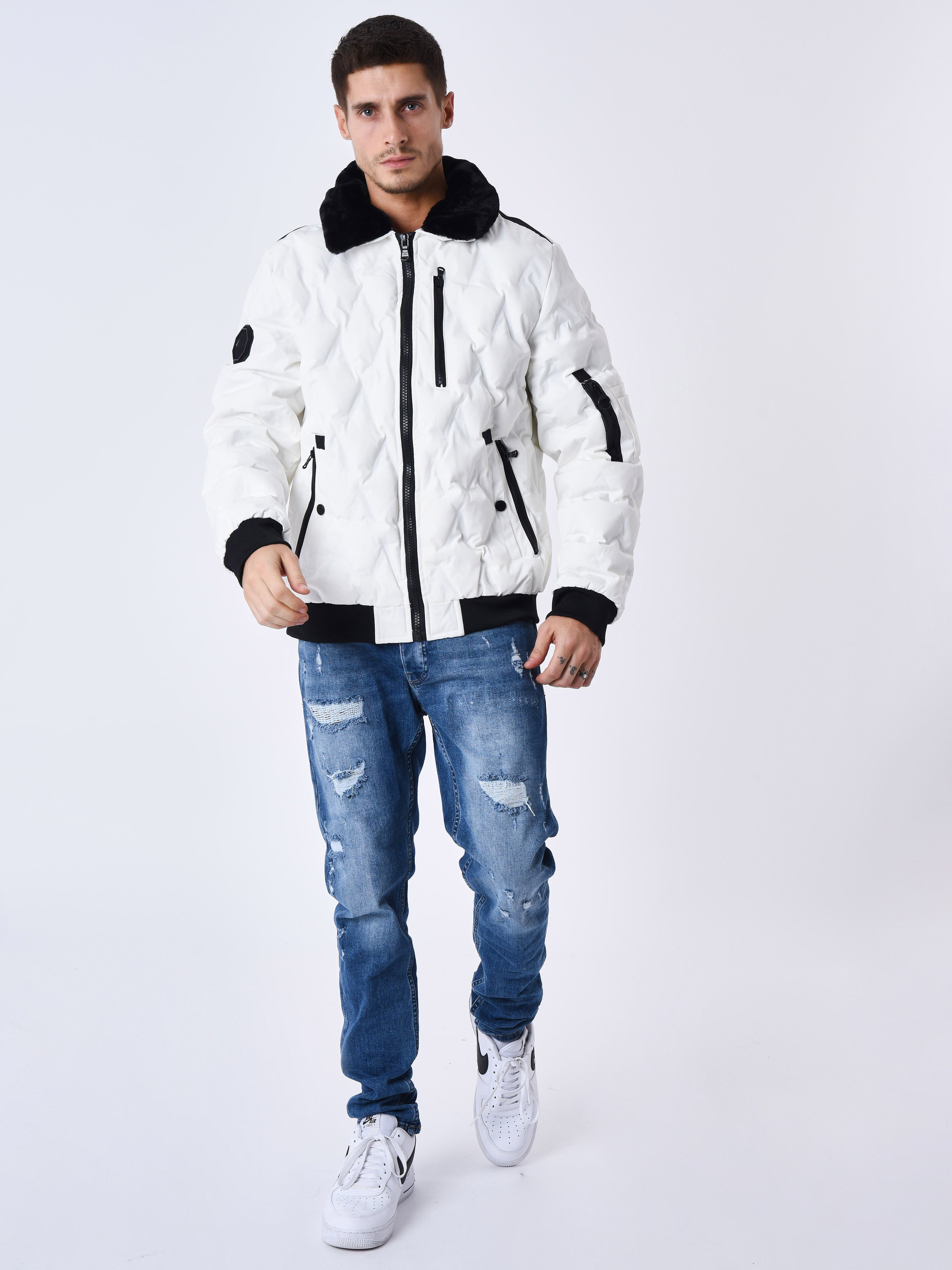 Veste matelassée col aviateur fourrure-3