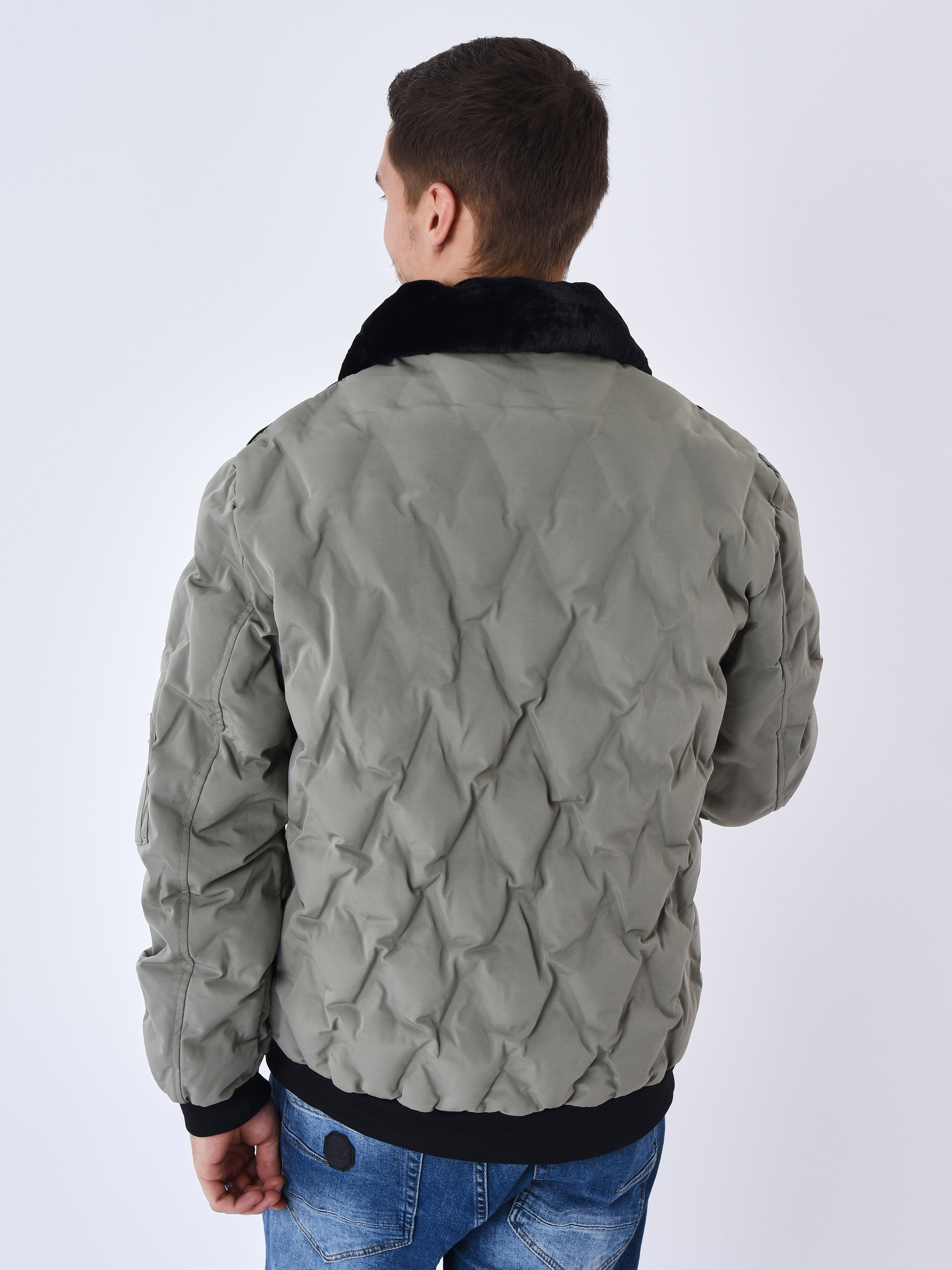 Veste matelassée col aviateur fourrure-5