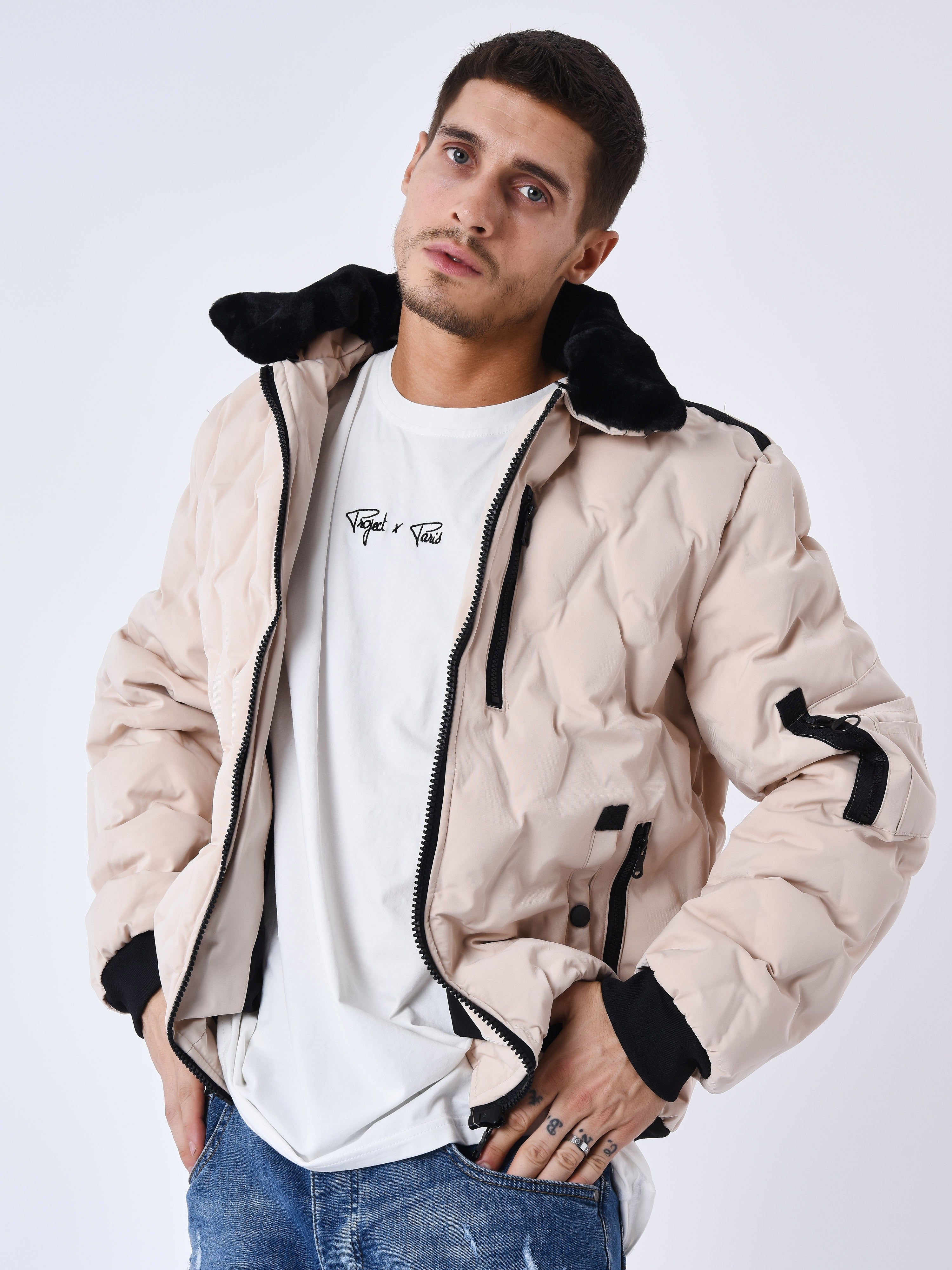 Veste matelassée col aviateur fourrure-8