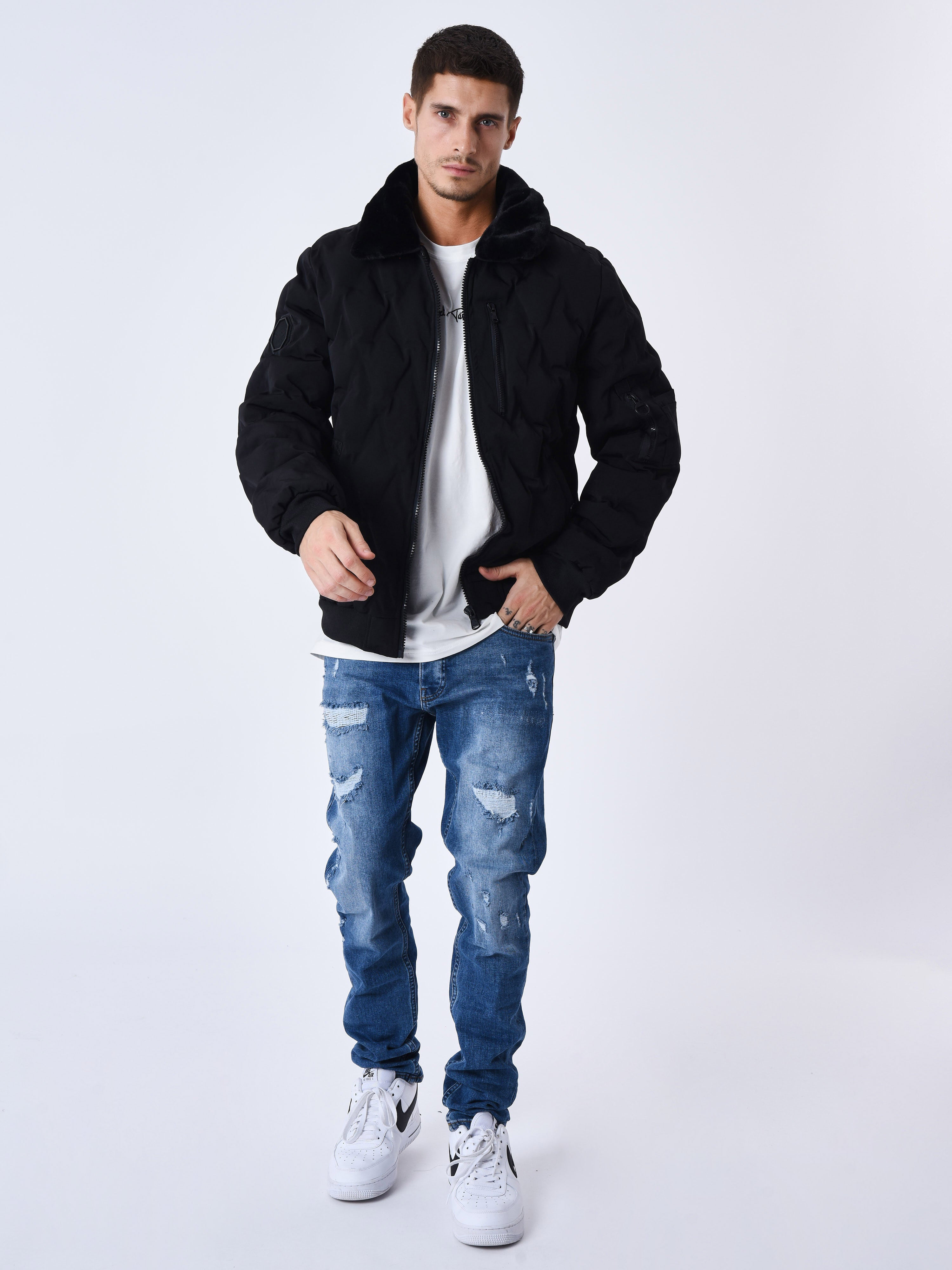 Veste matelassée col aviateur fourrure-7